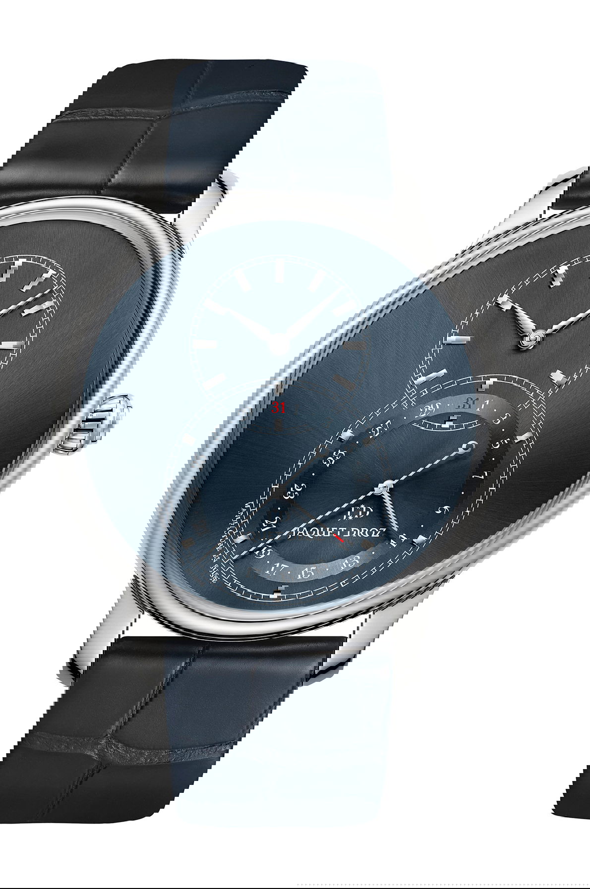 Jaquet Droz Grande Seconde Quantième Satin-Brushed Blue luxury timepiece - detailed view
