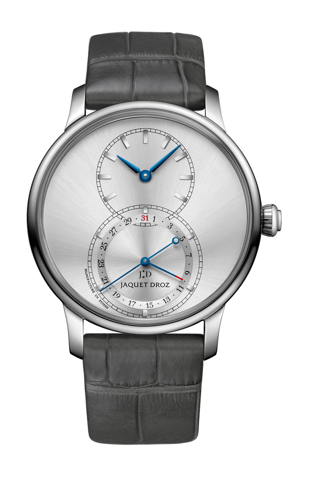 Jaquet Droz Grande Seconde Quantième Satin-brushed Gray luxury timepiece - detailed view