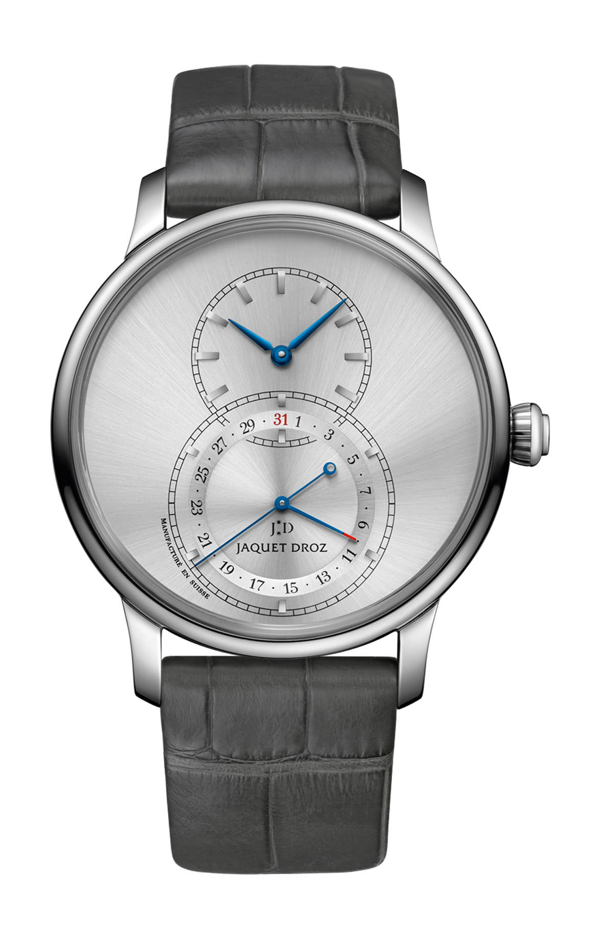 Jaquet Droz Grande Seconde Quantième Satin-brushed Gray luxury timepiece - detailed view