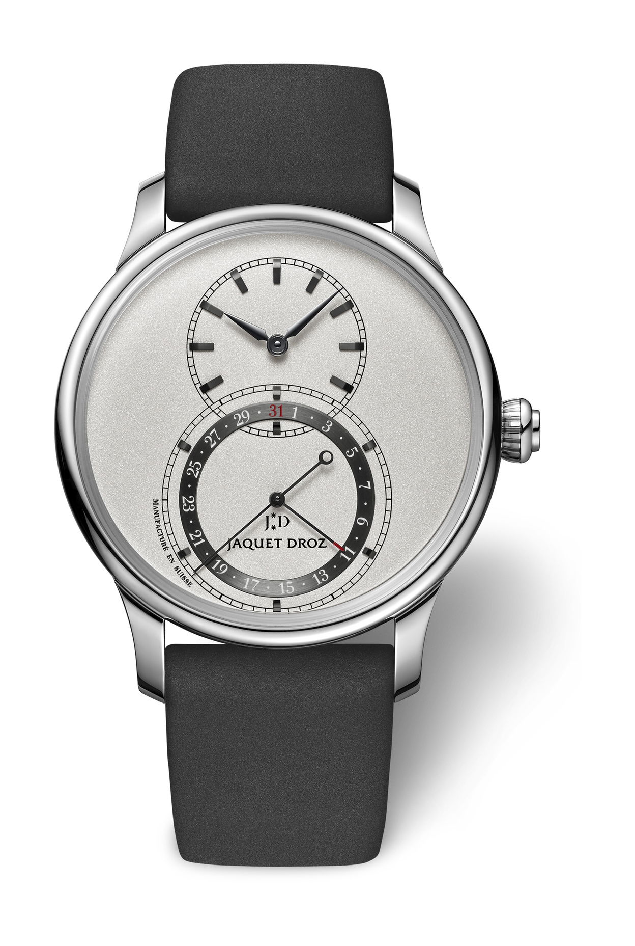 Jaquet Droz Grande Seconde Quantieme Silver luxury timepiece - detailed view