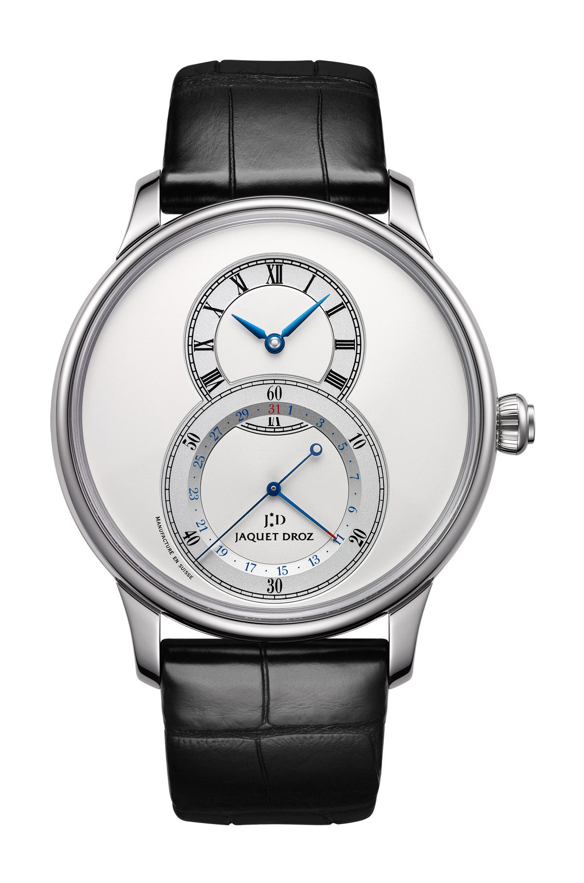 Jaquet Droz Grande Seconde Quantieme Silver luxury timepiece - detailed view