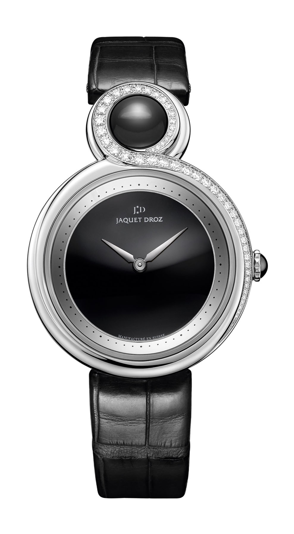 Jaquet Droz Lady 8 Black Ceramic luxury timepiece - detailed view