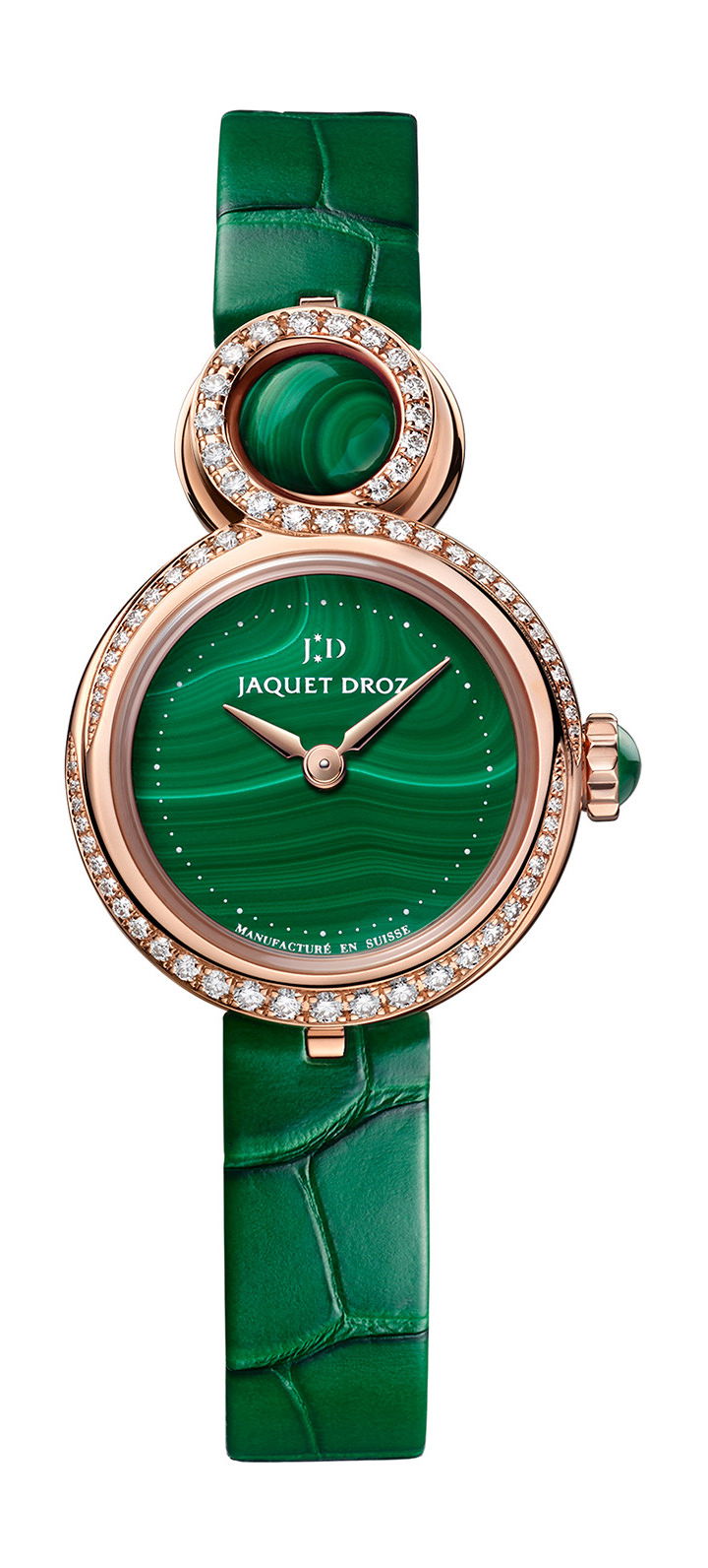 Jaquet Droz Lady 8 Petite Malachite luxury timepiece - detailed view