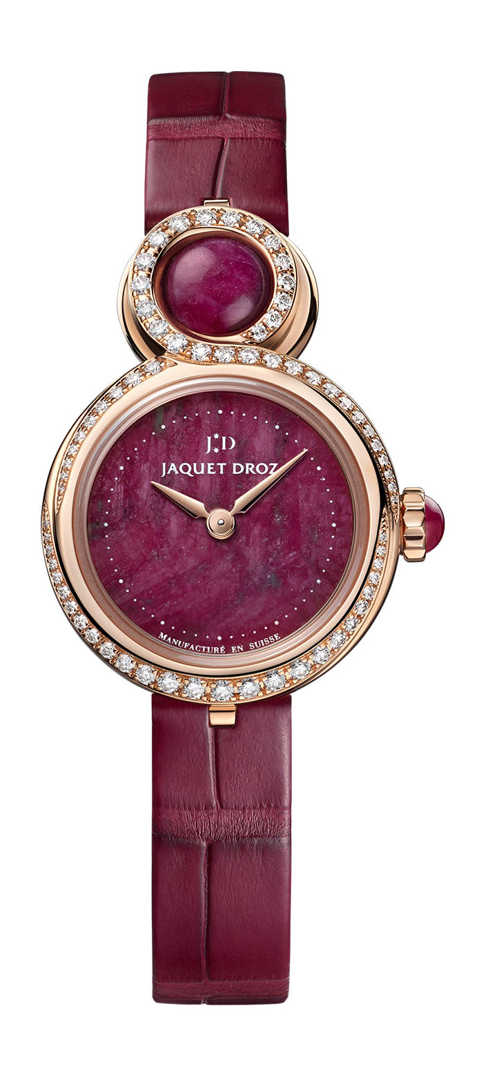Jaquet Droz Lady 8 Petite Rubis Heart luxury timepiece - detailed view