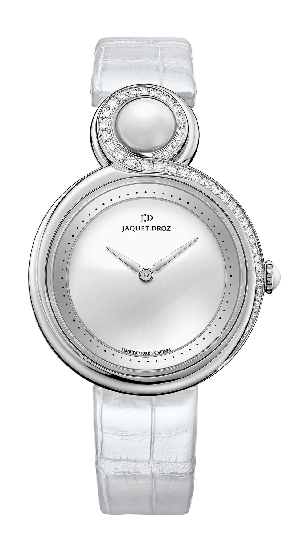 Jaquet Droz Lady 8 White Ceramic luxury timepiece - detailed view