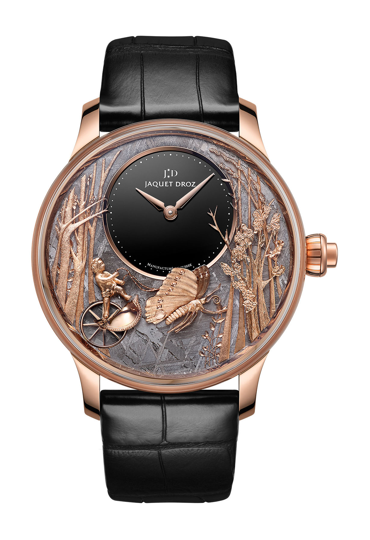 Jaquet Droz Loving Butterfly Automaton luxury timepiece - detailed view