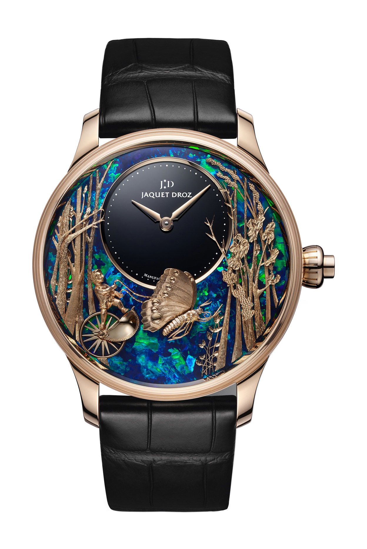 Jaquet Droz Loving Butterfly Automaton luxury timepiece - detailed view