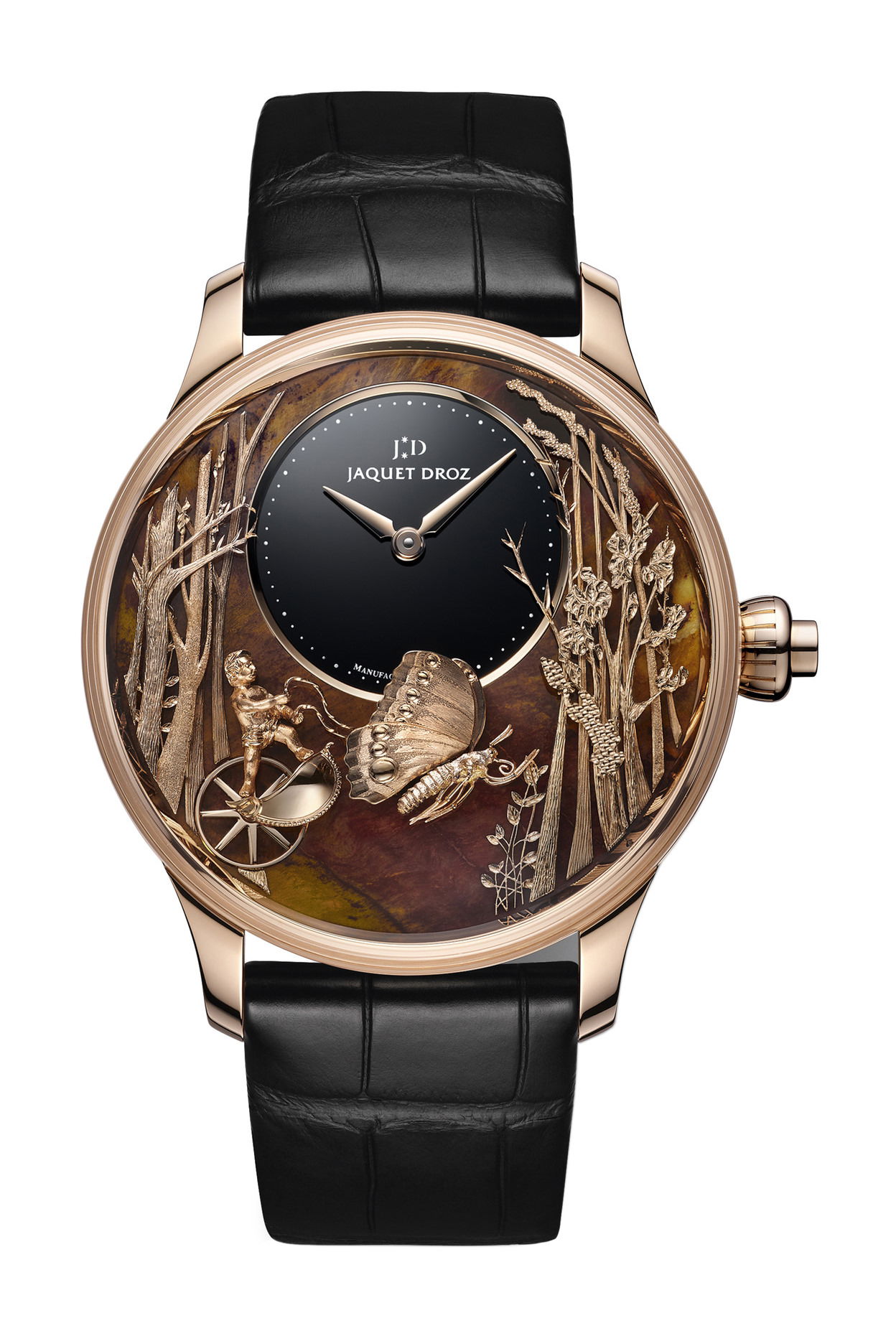 Jaquet Droz Loving Butterfly Automaton luxury timepiece - detailed view