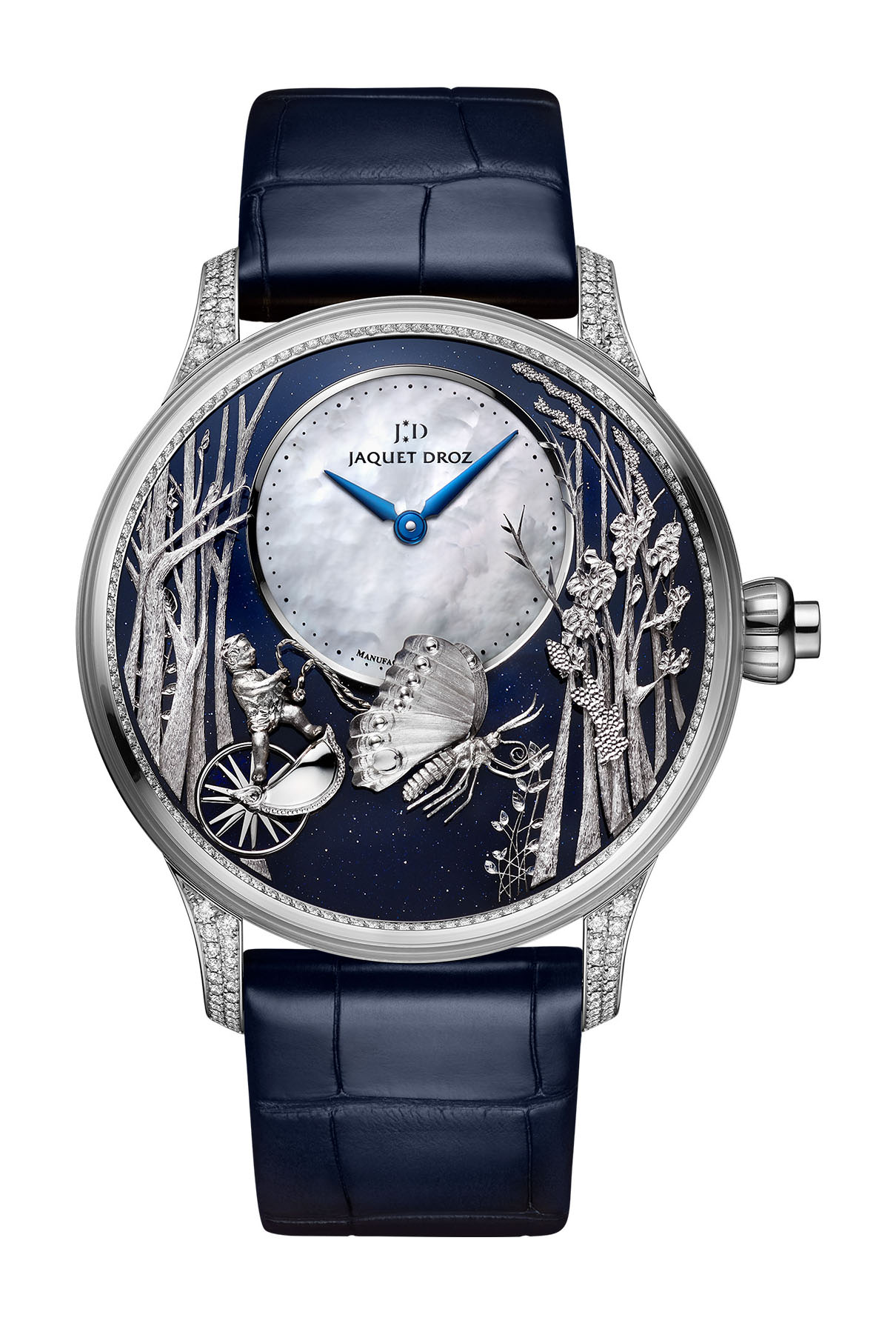Jaquet Droz Loving Butterfly Automaton luxury timepiece - detailed view