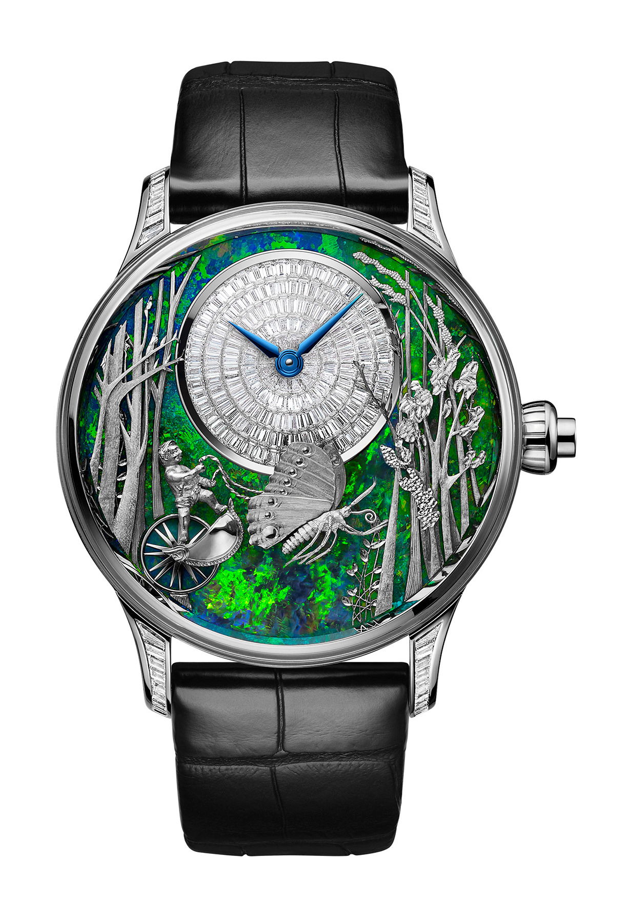 Jaquet Droz Loving Butterfly Automaton luxury timepiece - detailed view