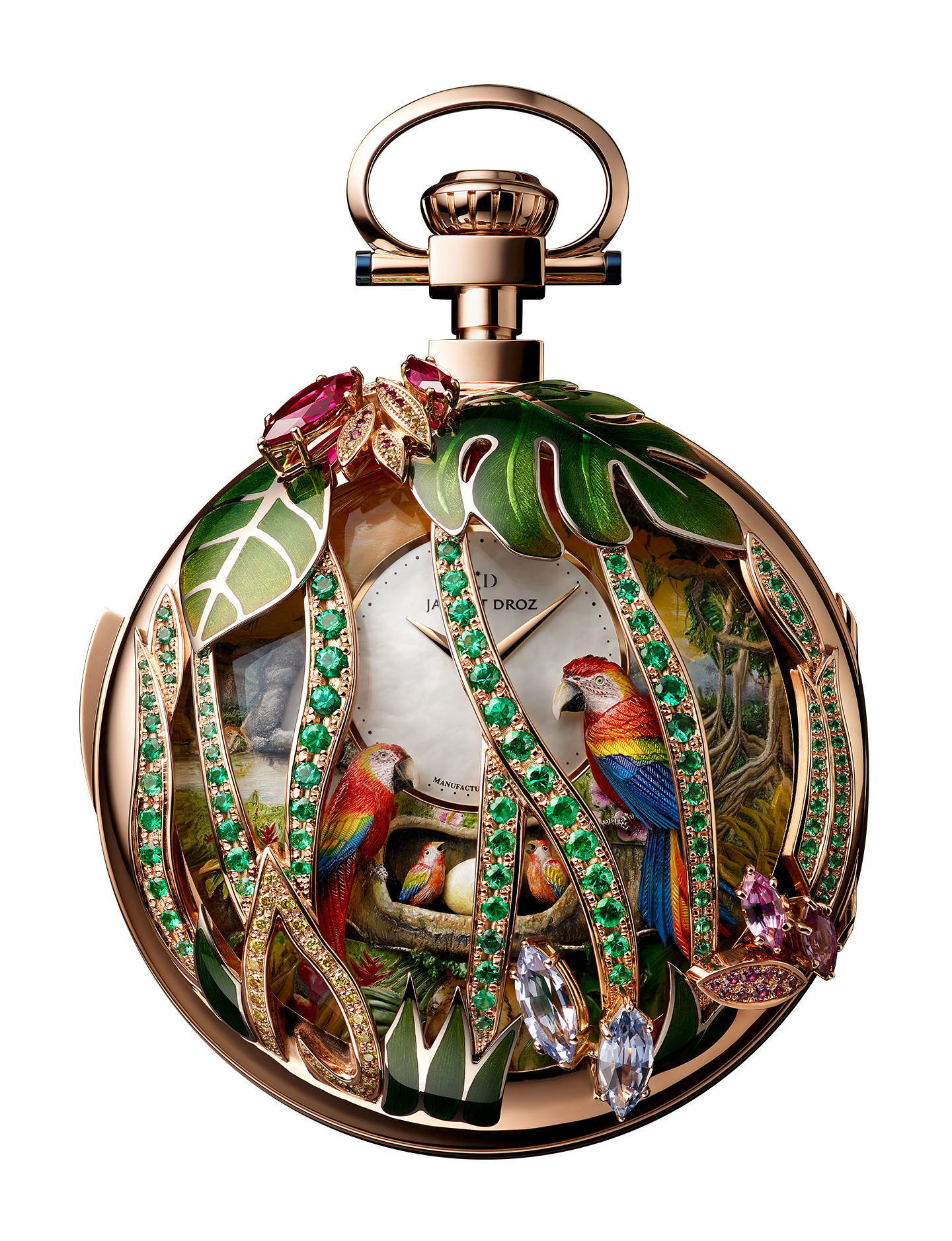 Jaquet Droz Parrot Repeater Pocket Watch luxury timepiece - detailed view