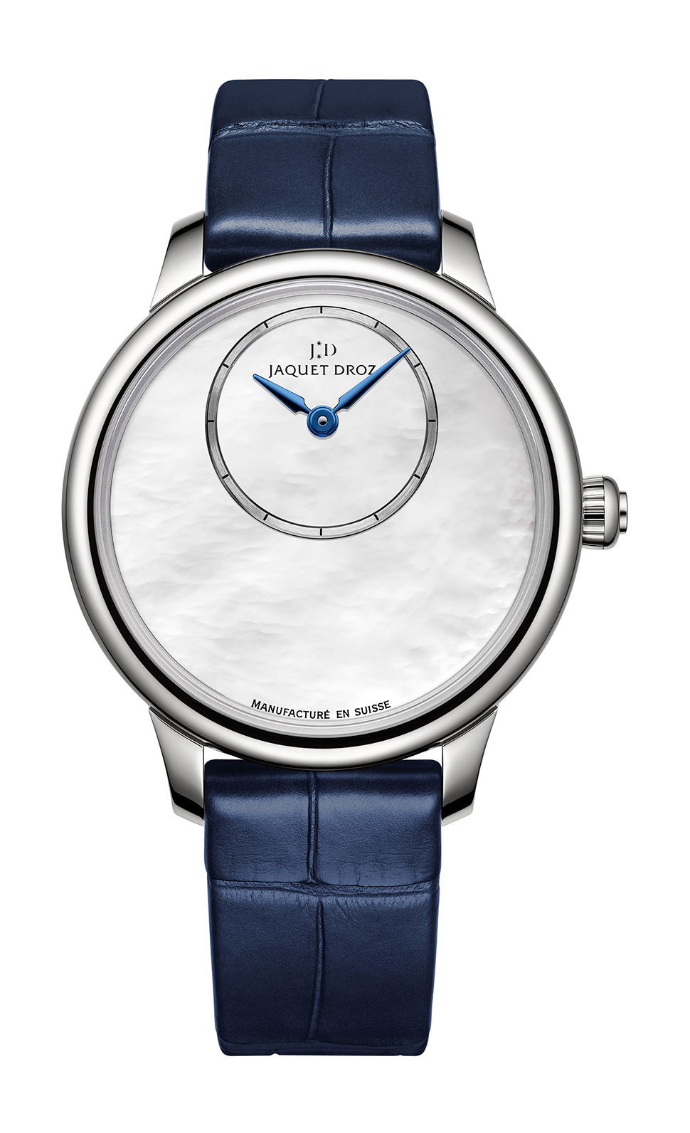 Jaquet Droz Petit Heure Minute Mother-of-Pearl luxury timepiece - detailed view