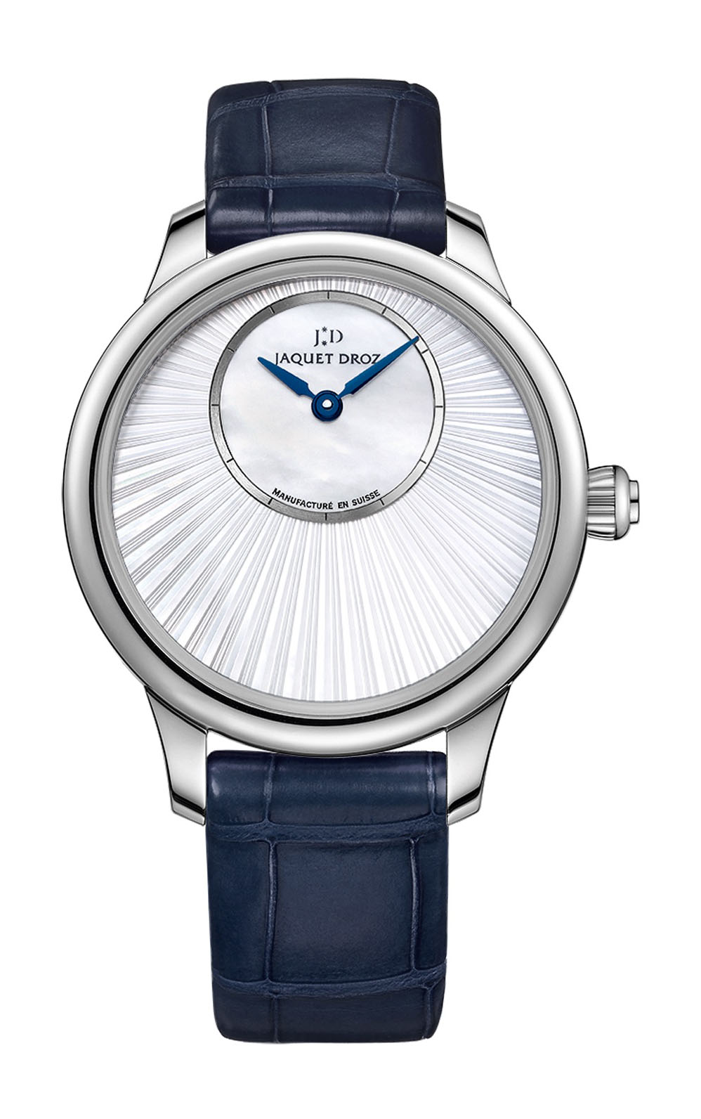 Jaquet Droz Petit Heure Minute Mother-of-pearl luxury timepiece - detailed view