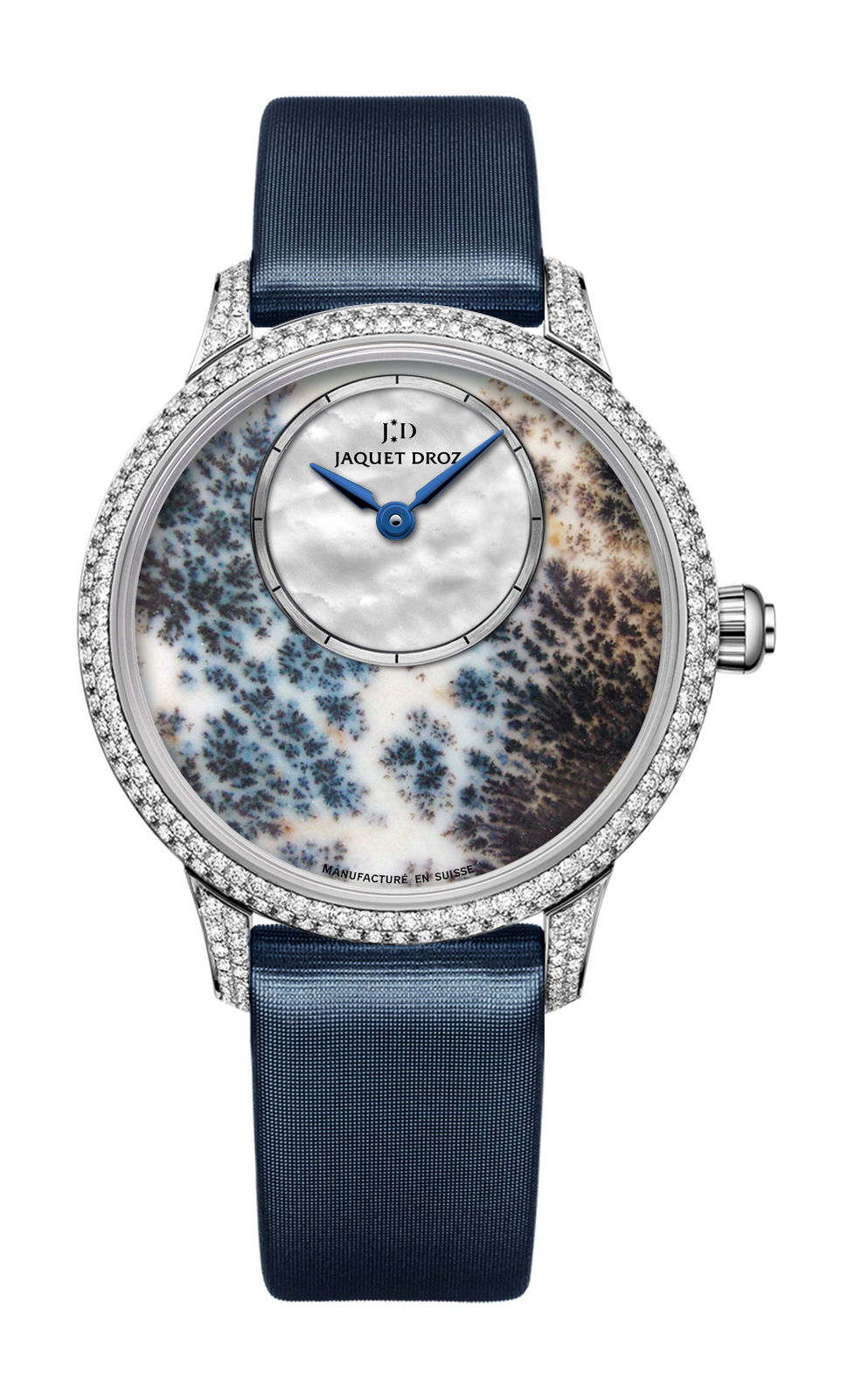 Jaquet Droz Petite Heure Minute Dendritic Agate luxury timepiece - detailed view