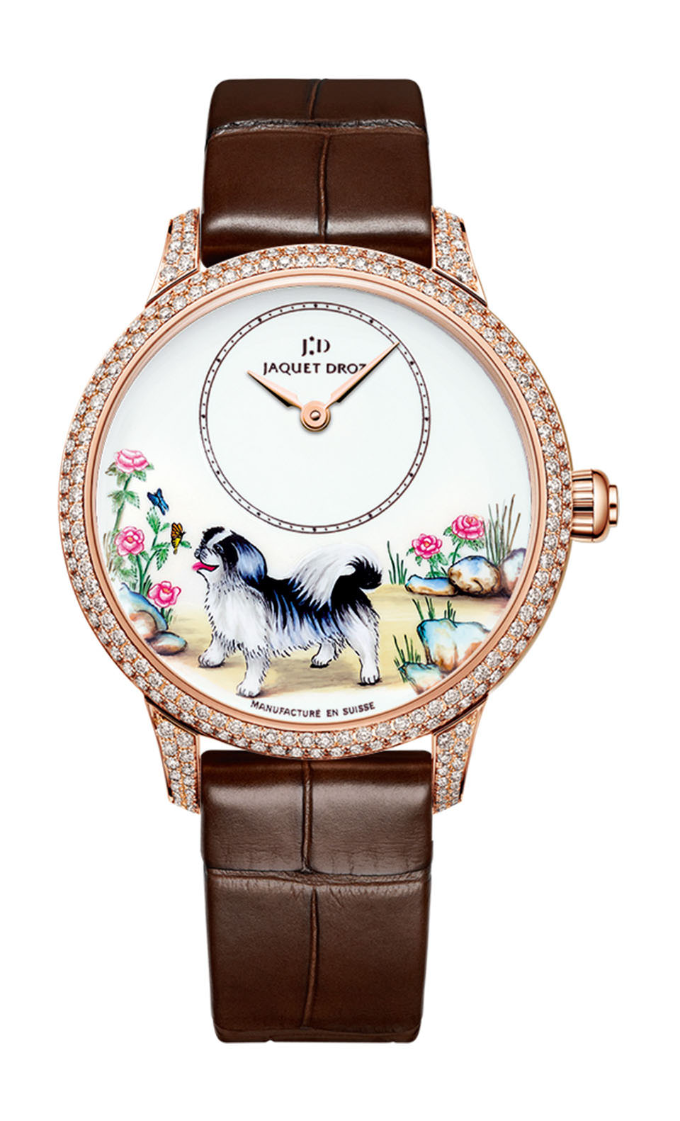 Jaquet Droz Petite Heure Minute Dog luxury timepiece - detailed view