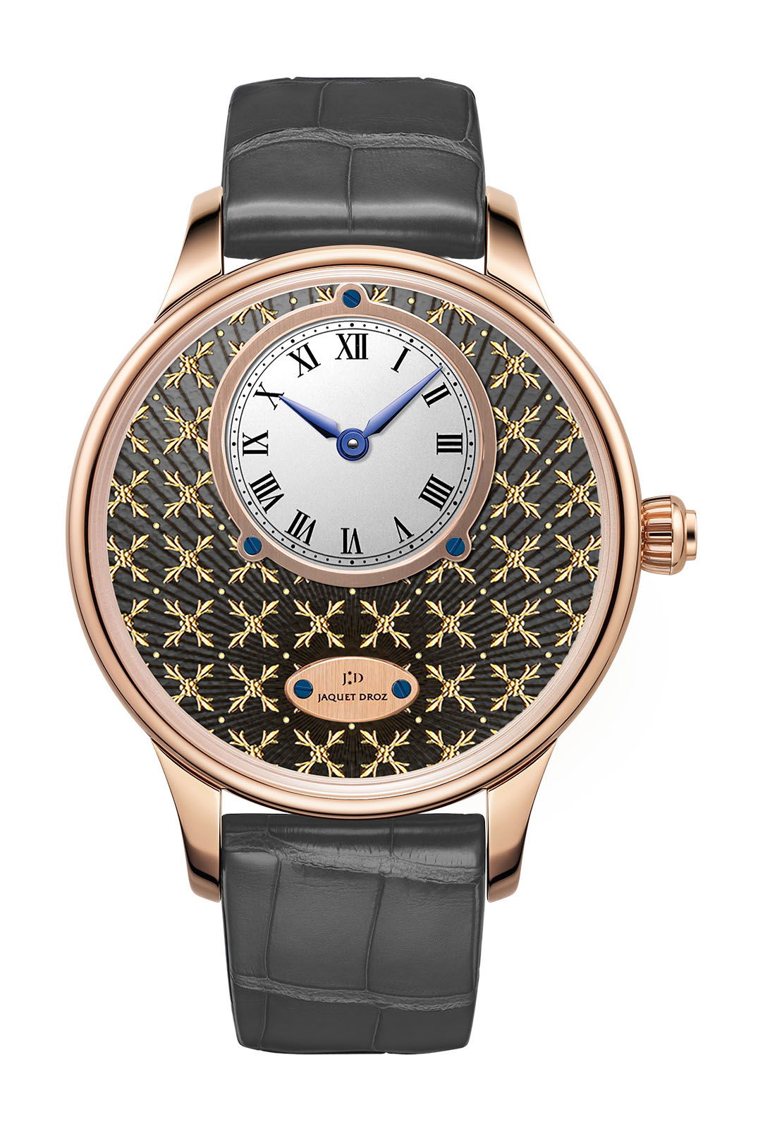 Jaquet Droz Petite Heure Minute Paillonnée luxury timepiece - detailed view