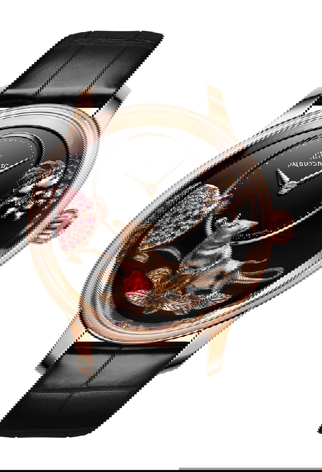 Jaquet Droz Petite Heure Minute Relief Rat luxury timepiece - detailed view