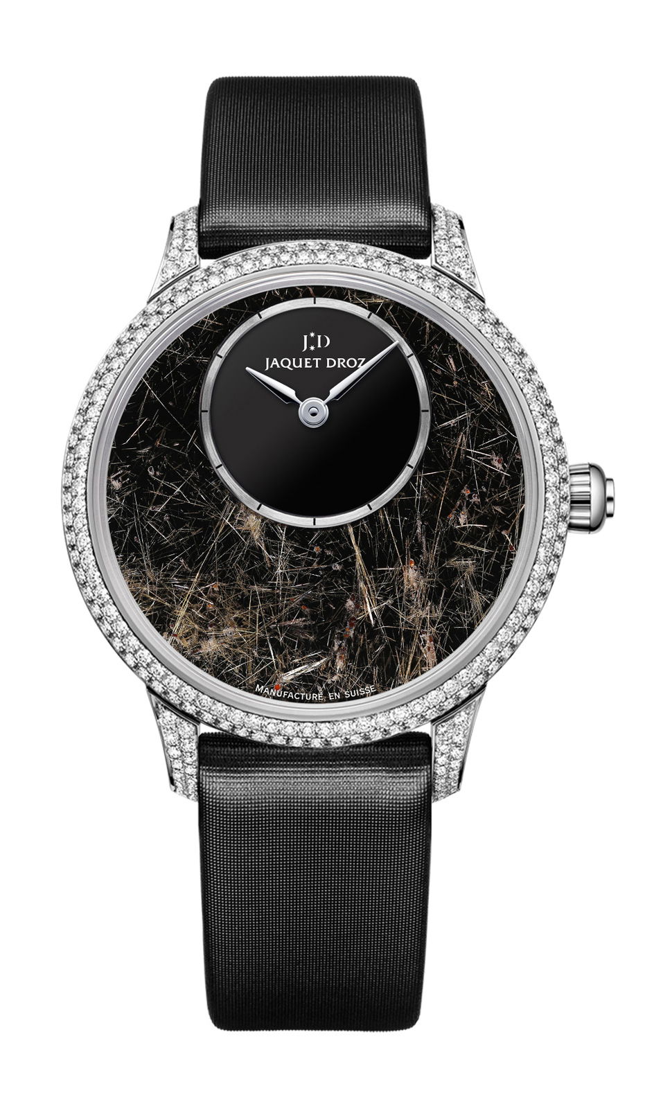 Jaquet Droz Petite Heure Minute Rutilated Quartz luxury timepiece - detailed view