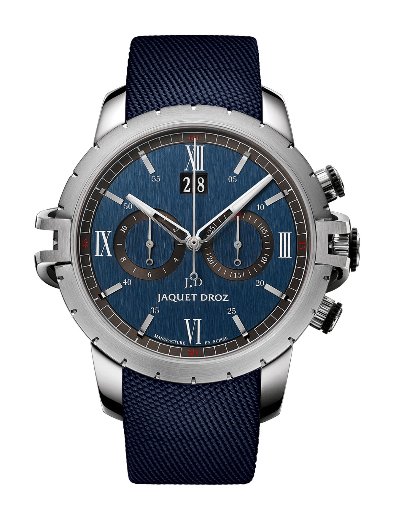 Jaquet Droz SW Chrono Steel luxury timepiece - detailed view