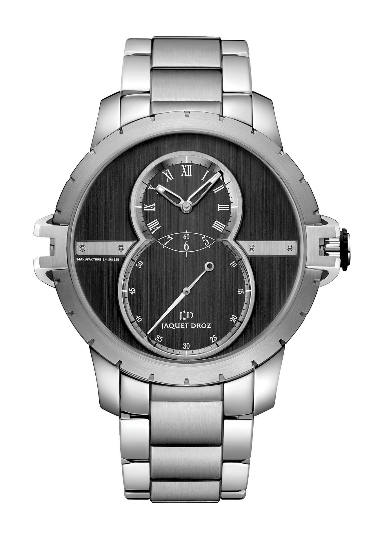Jaquet Droz SW Steel luxury timepiece - detailed view