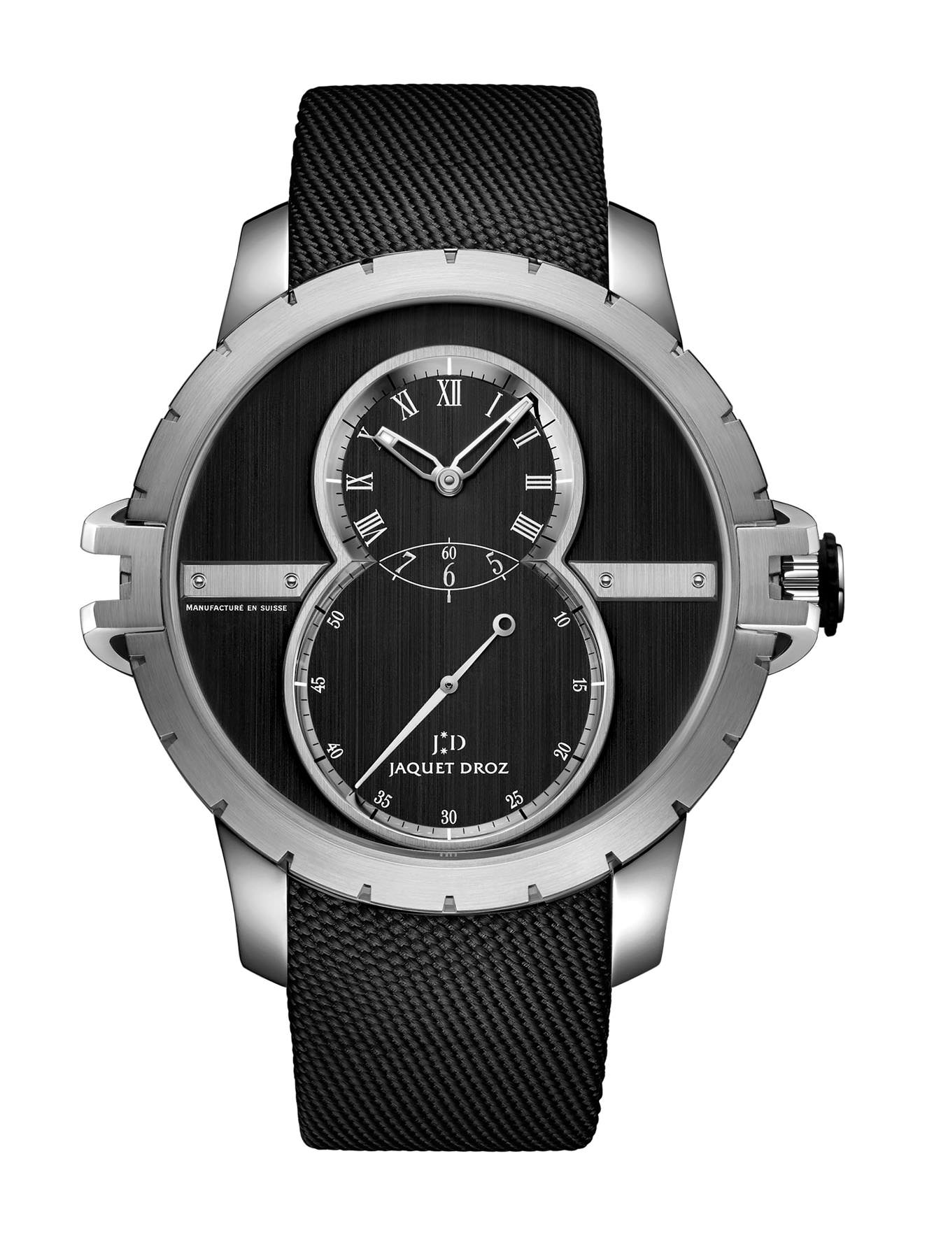Jaquet Droz SW Steel luxury timepiece - detailed view
