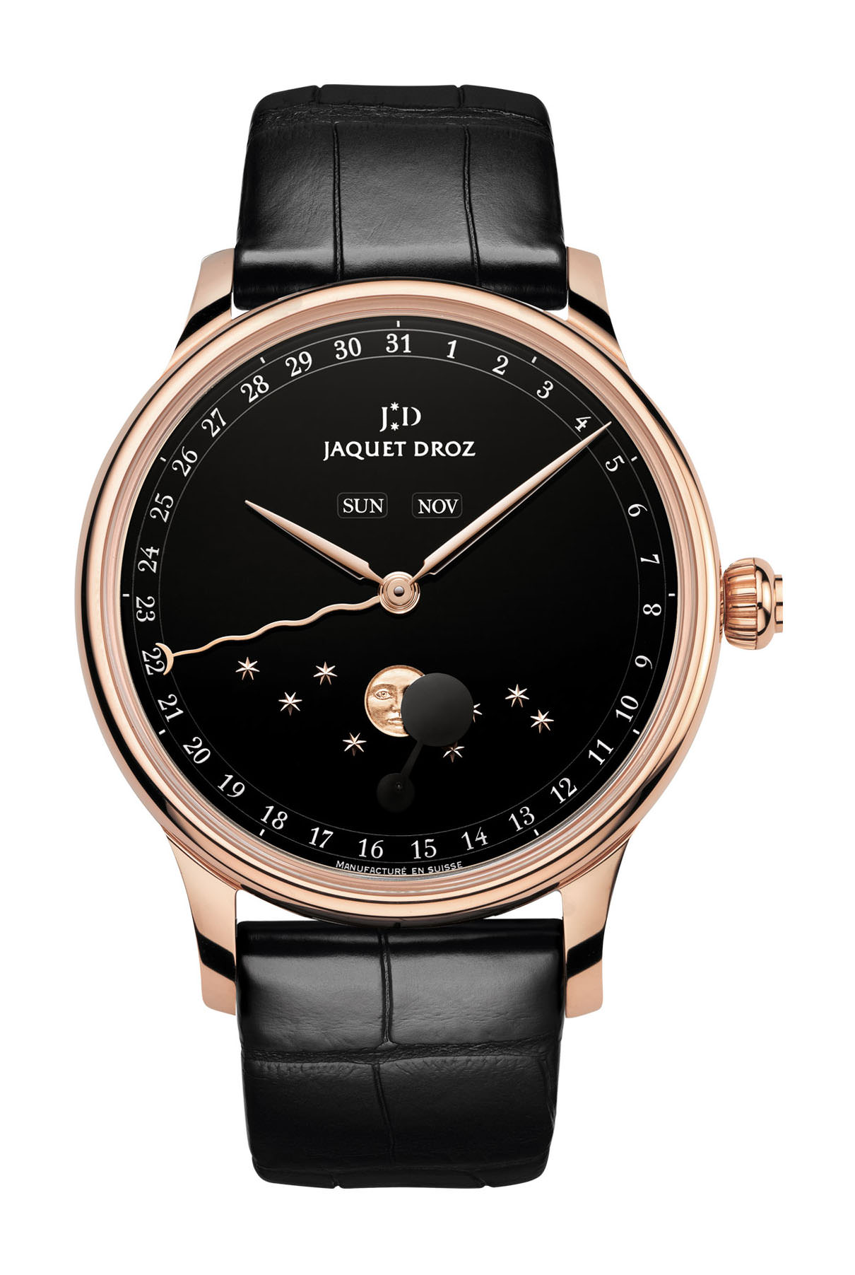 Jaquet Droz The Eclipse Black Enamel luxury timepiece - detailed view