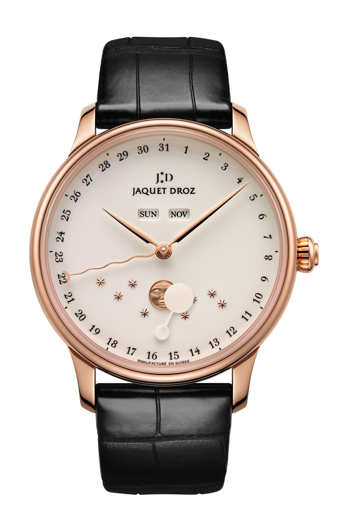 Jaquet Droz The Eclipse Ivory Enamel luxury timepiece - detailed view