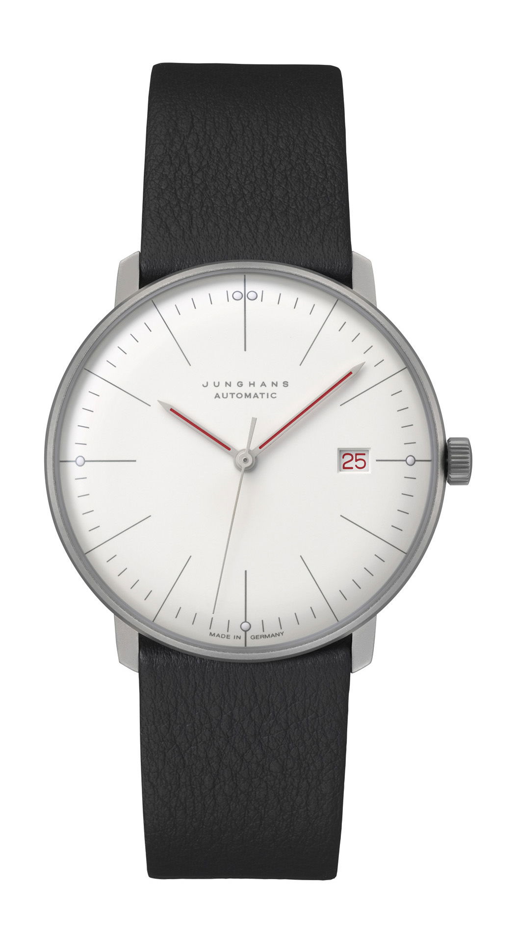 Junghans Max Bill Automatic Bauhaus luxury timepiece - detailed view