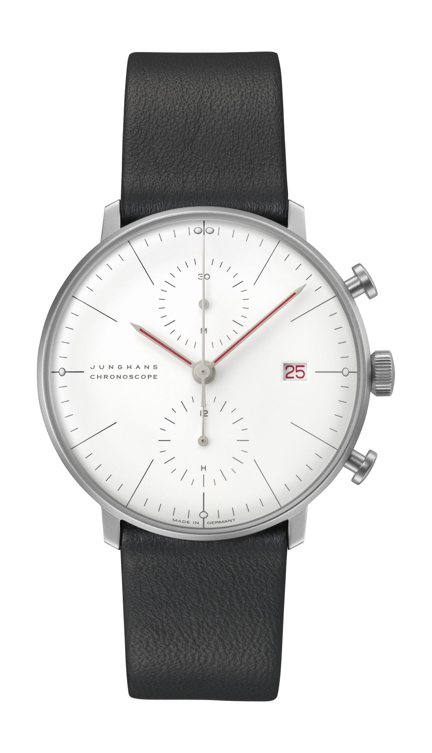 Junghans Max Bill Chronoscope Bauhaus luxury timepiece - detailed view