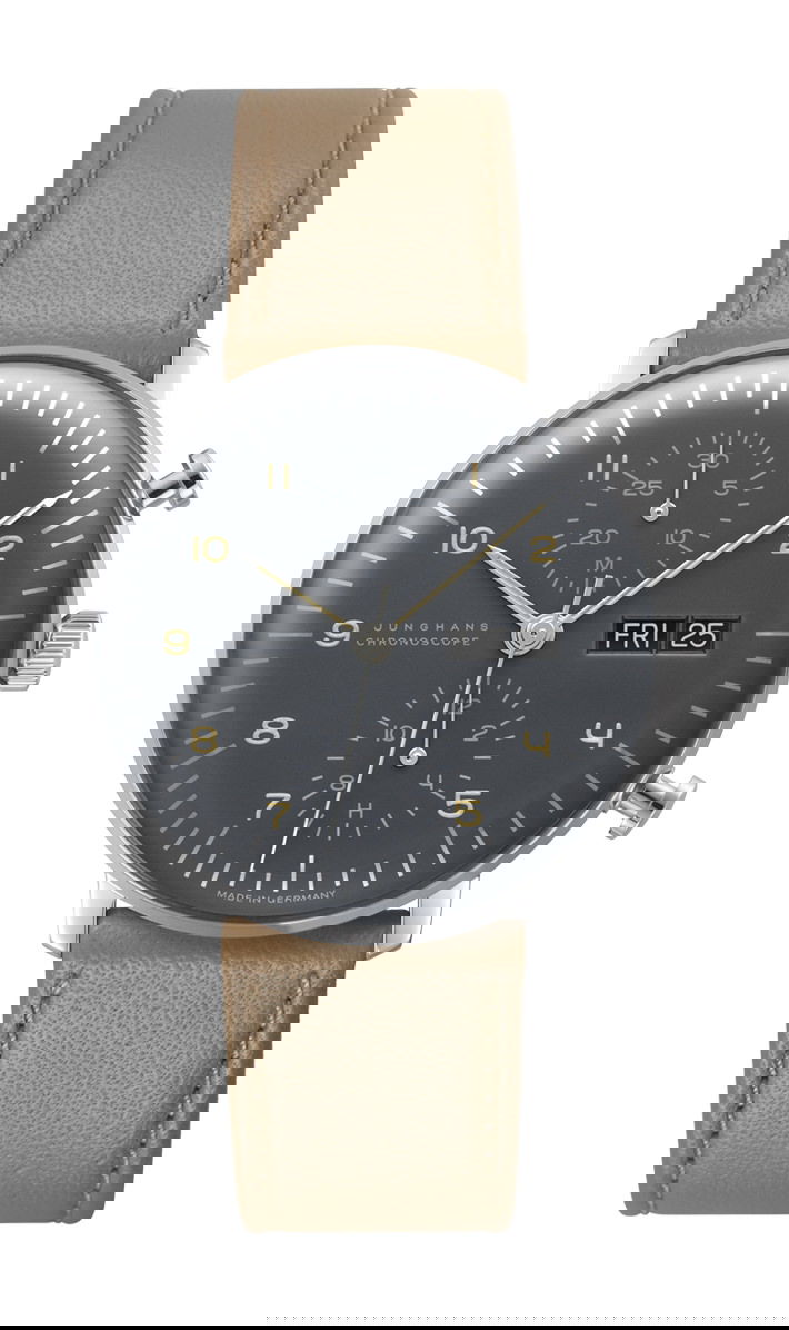 Junghans max bill Chronoscope, English Date luxury timepiece - detailed view
