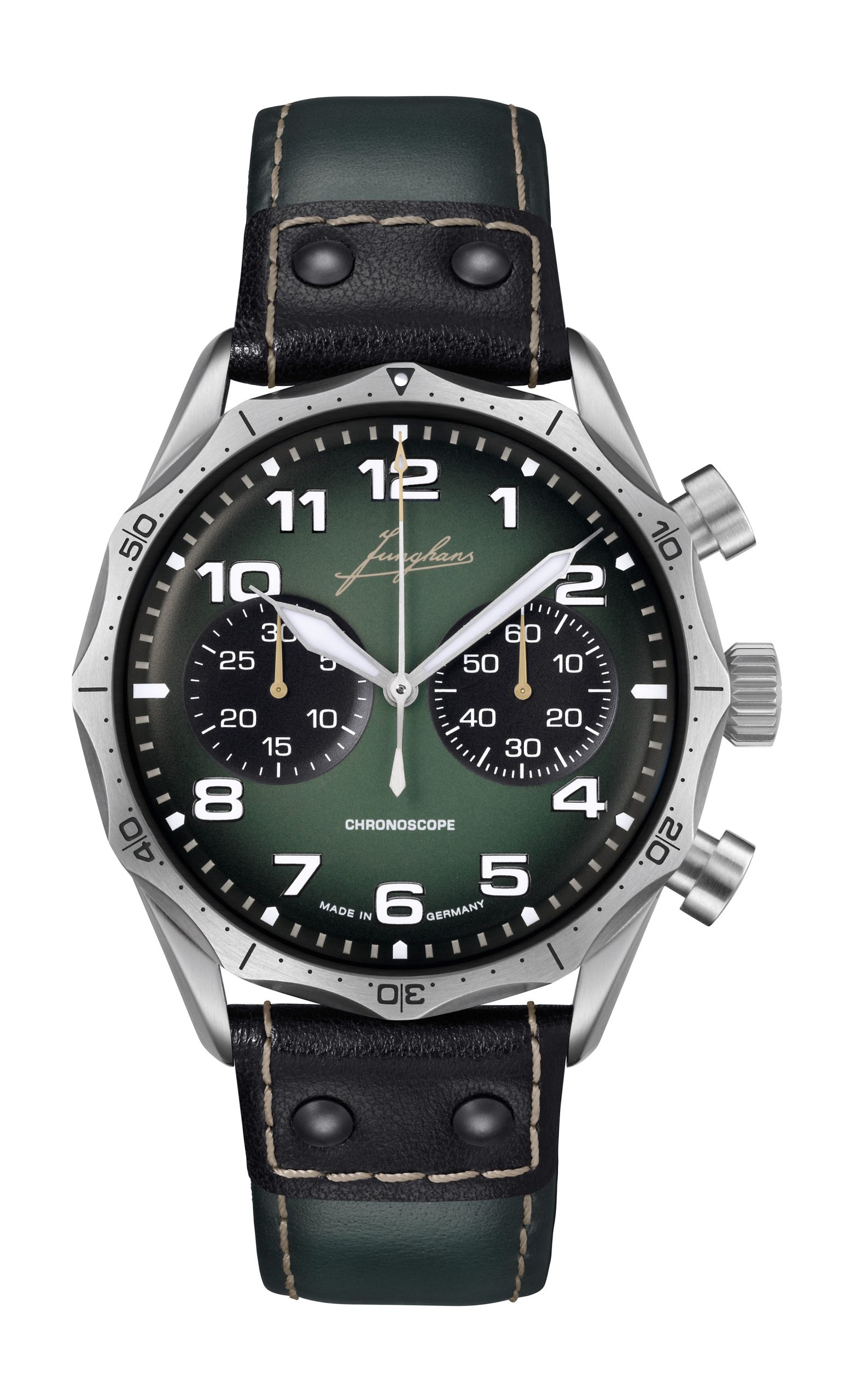 Junghans Meister Pilot Chronoscope luxury timepiece - detailed view