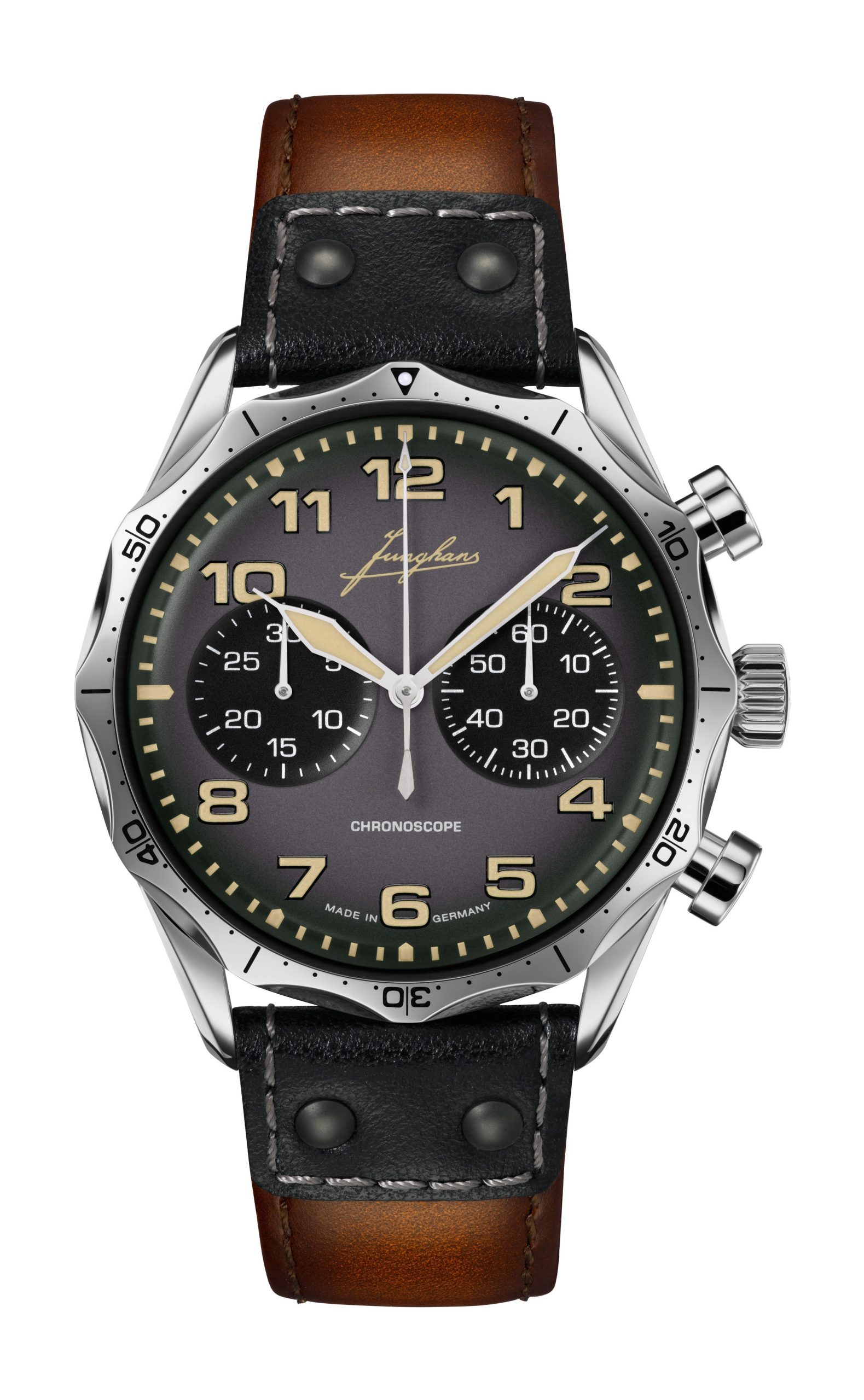 Junghans Meister Pilot Chronoscope luxury timepiece - detailed view