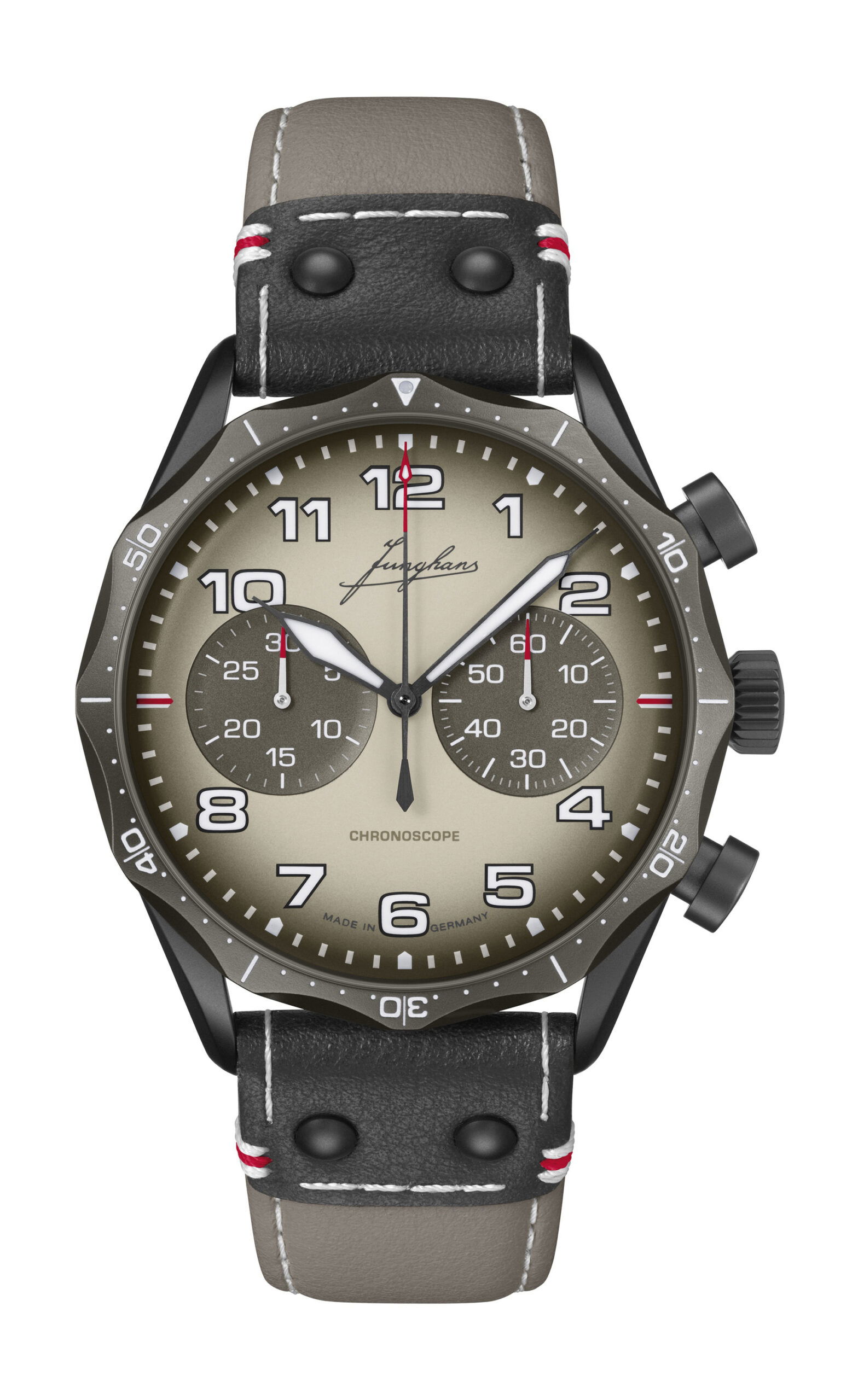Junghans Meister Pilot Chronoscope Desert luxury timepiece - detailed view