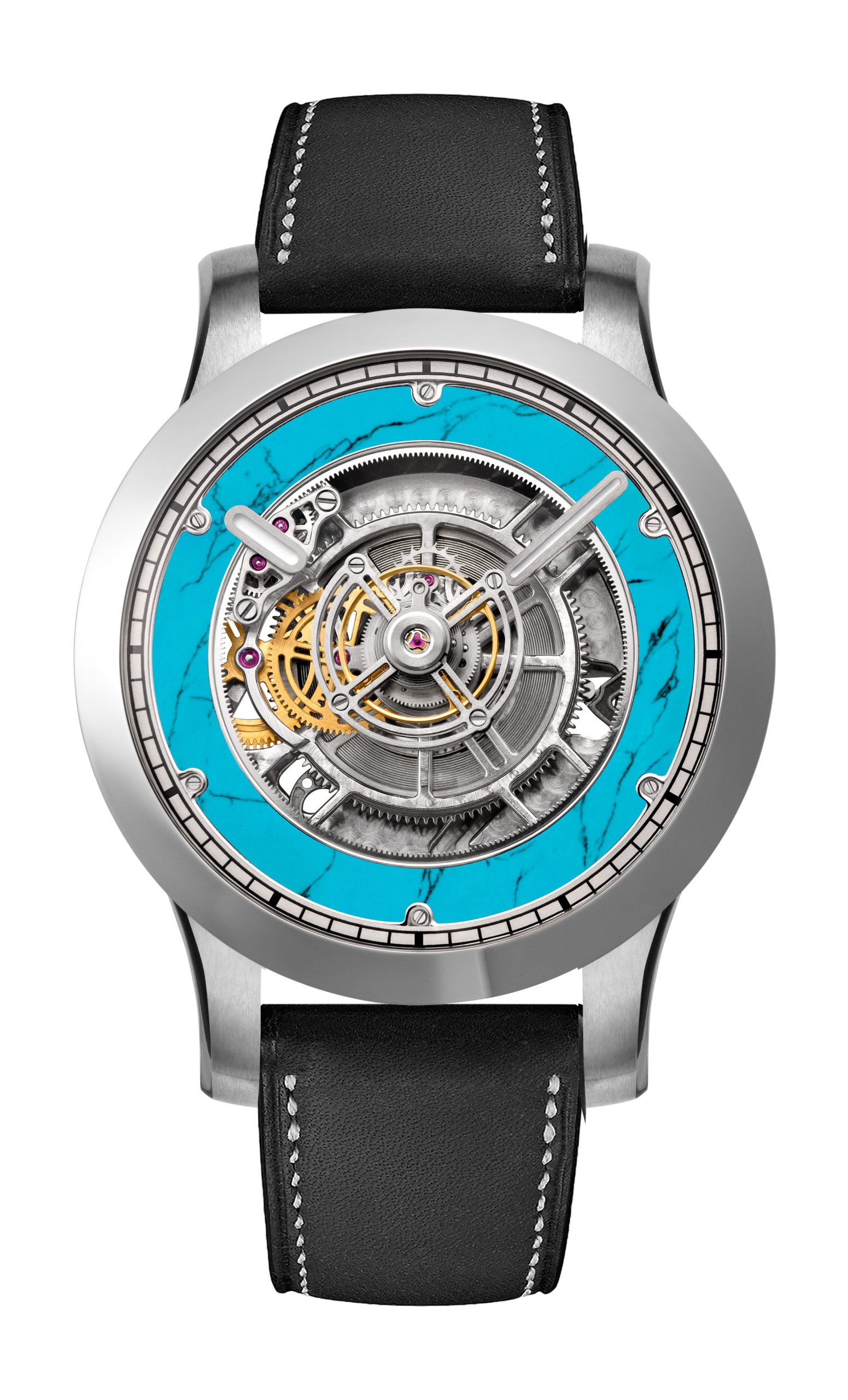 Kross Studio KS 06 Central Floating Tourbillon Titanium Turquoise luxury timepiece - detailed view