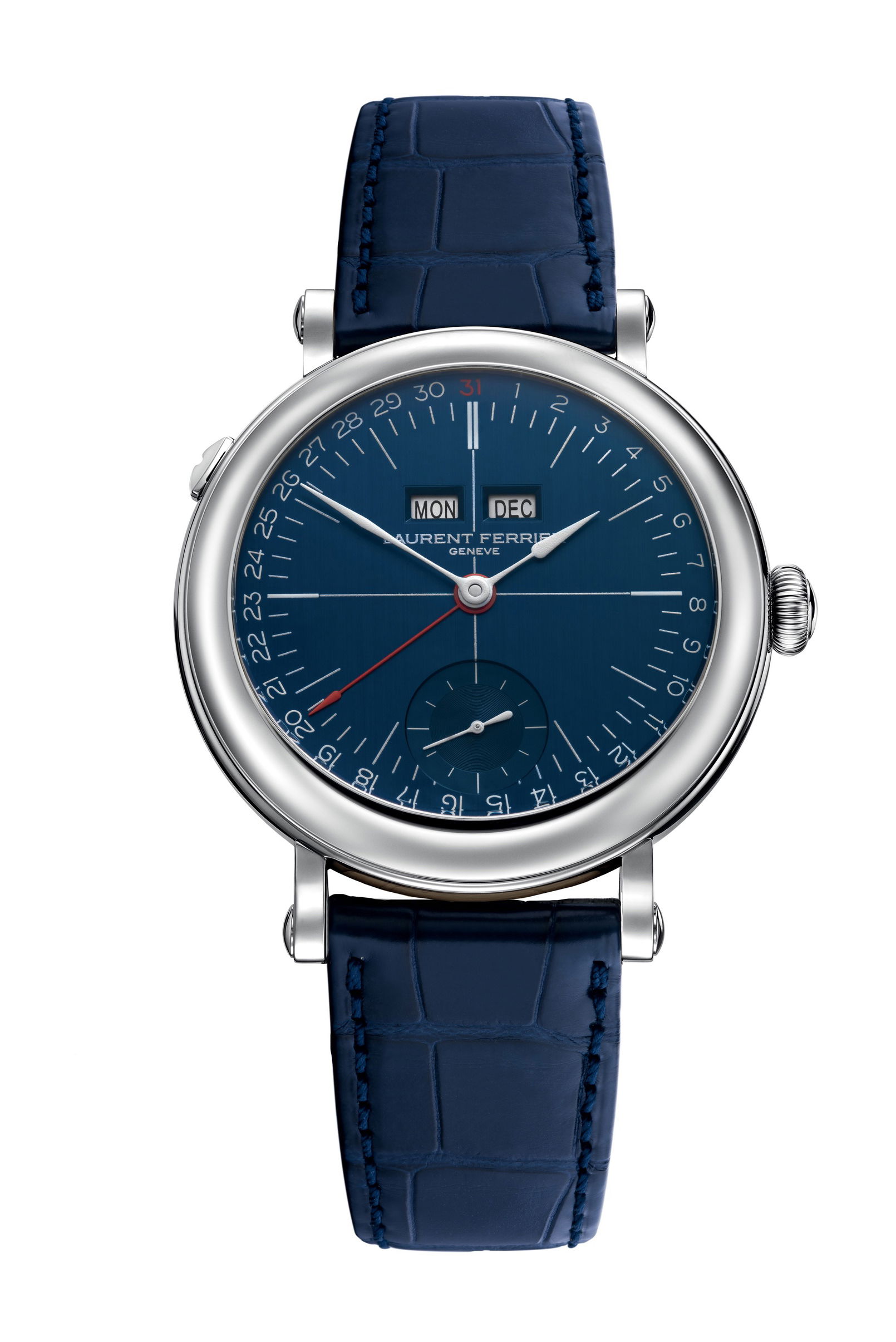 Laurent Ferrier École Annual Calendar Blue luxury timepiece - detailed view