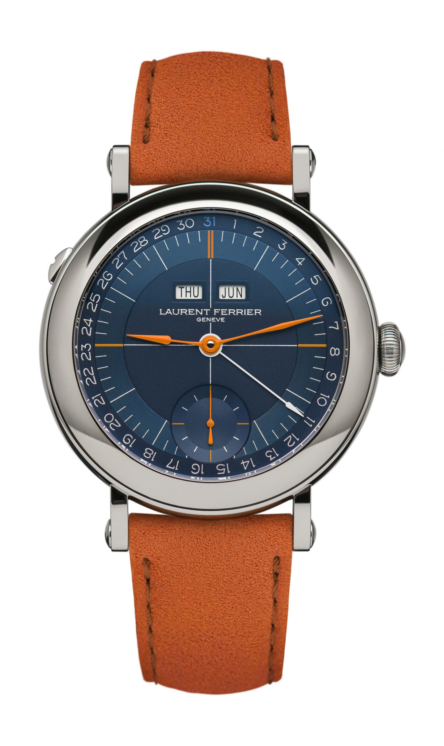 Laurent Ferrier École Annual Calendar Navy luxury timepiece - detailed view