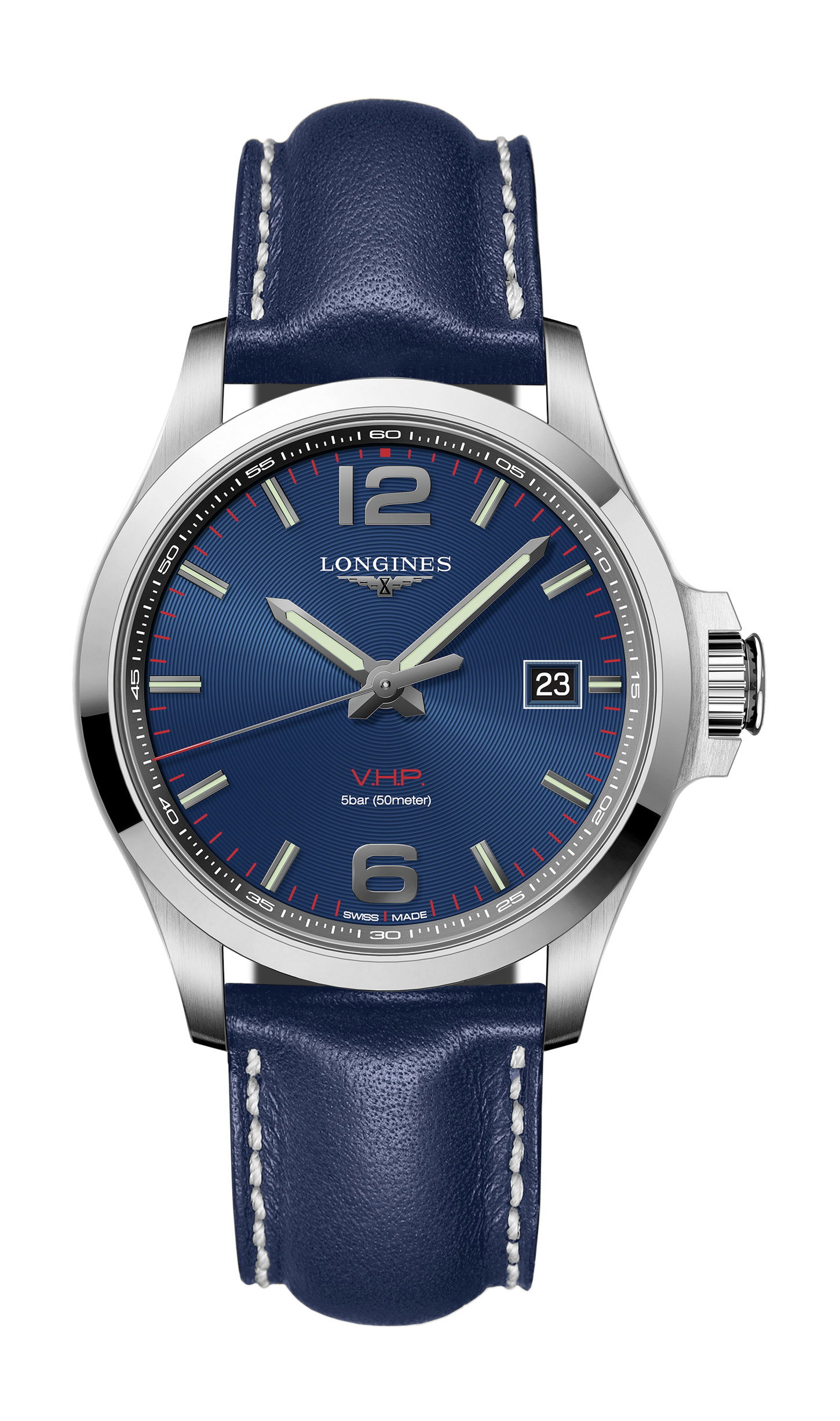 Longines Conquest V.H.P luxury timepiece - detailed view