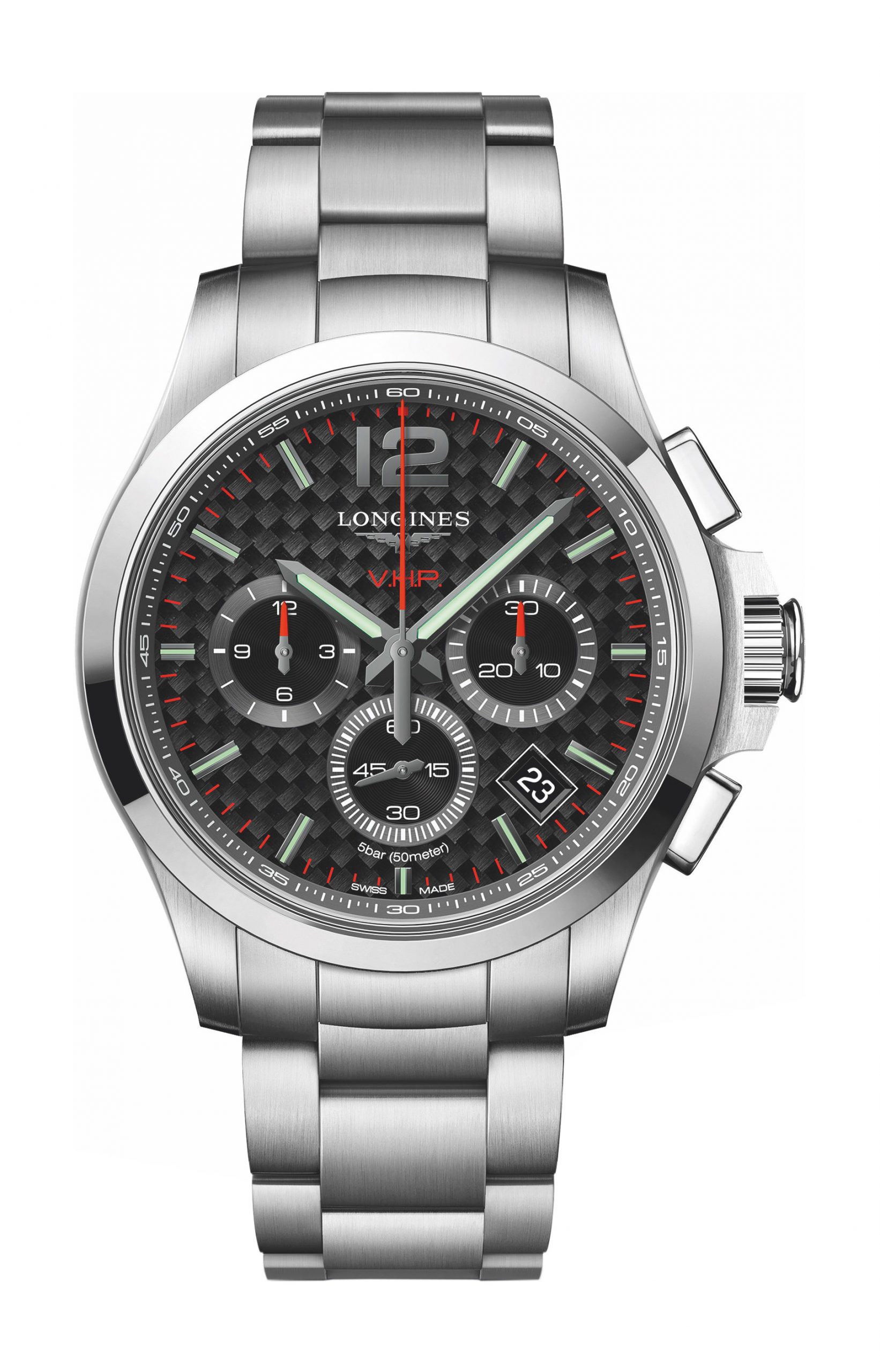 Longines Conquest V.H.P luxury timepiece - detailed view