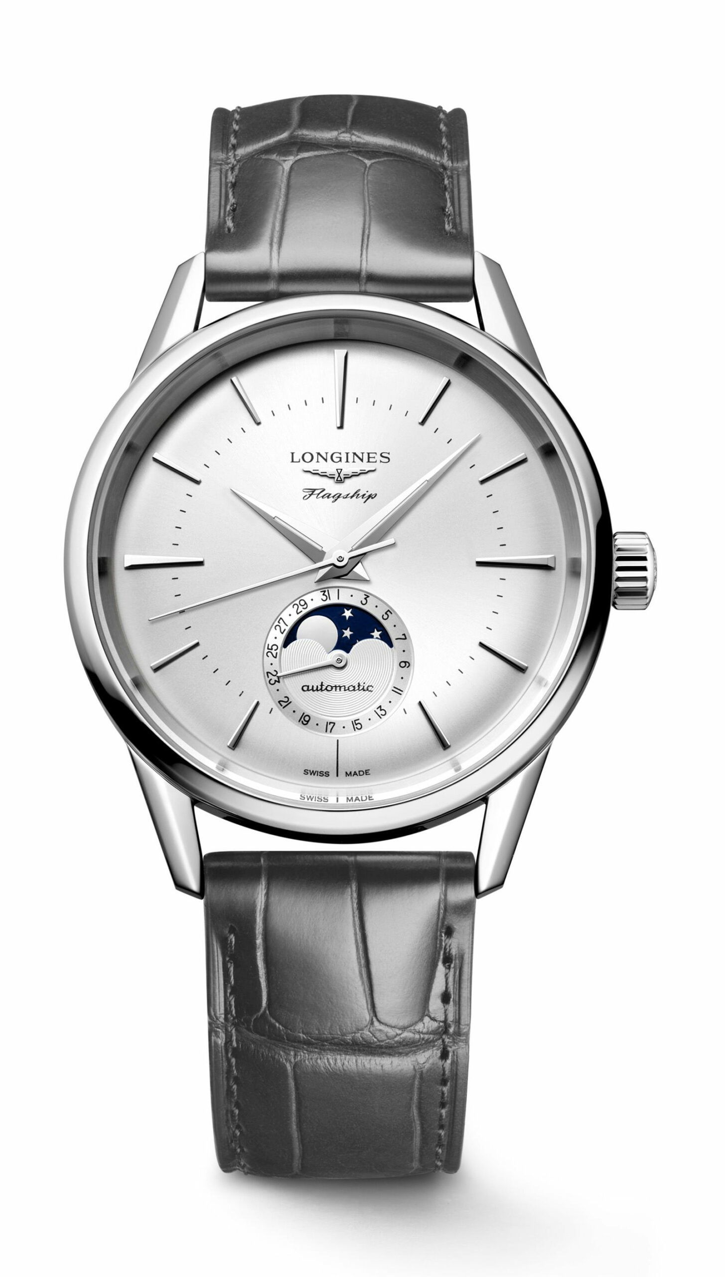 Longines Flagship Heritage Moonphase luxury timepiece - detailed view