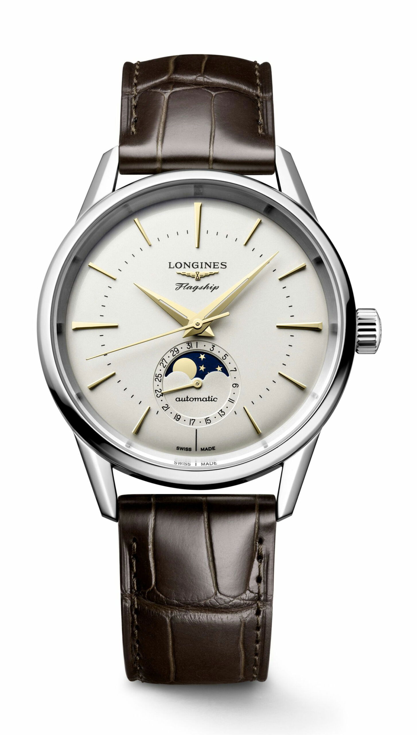 Longines Flagship Heritage Moonphase luxury timepiece - detailed view