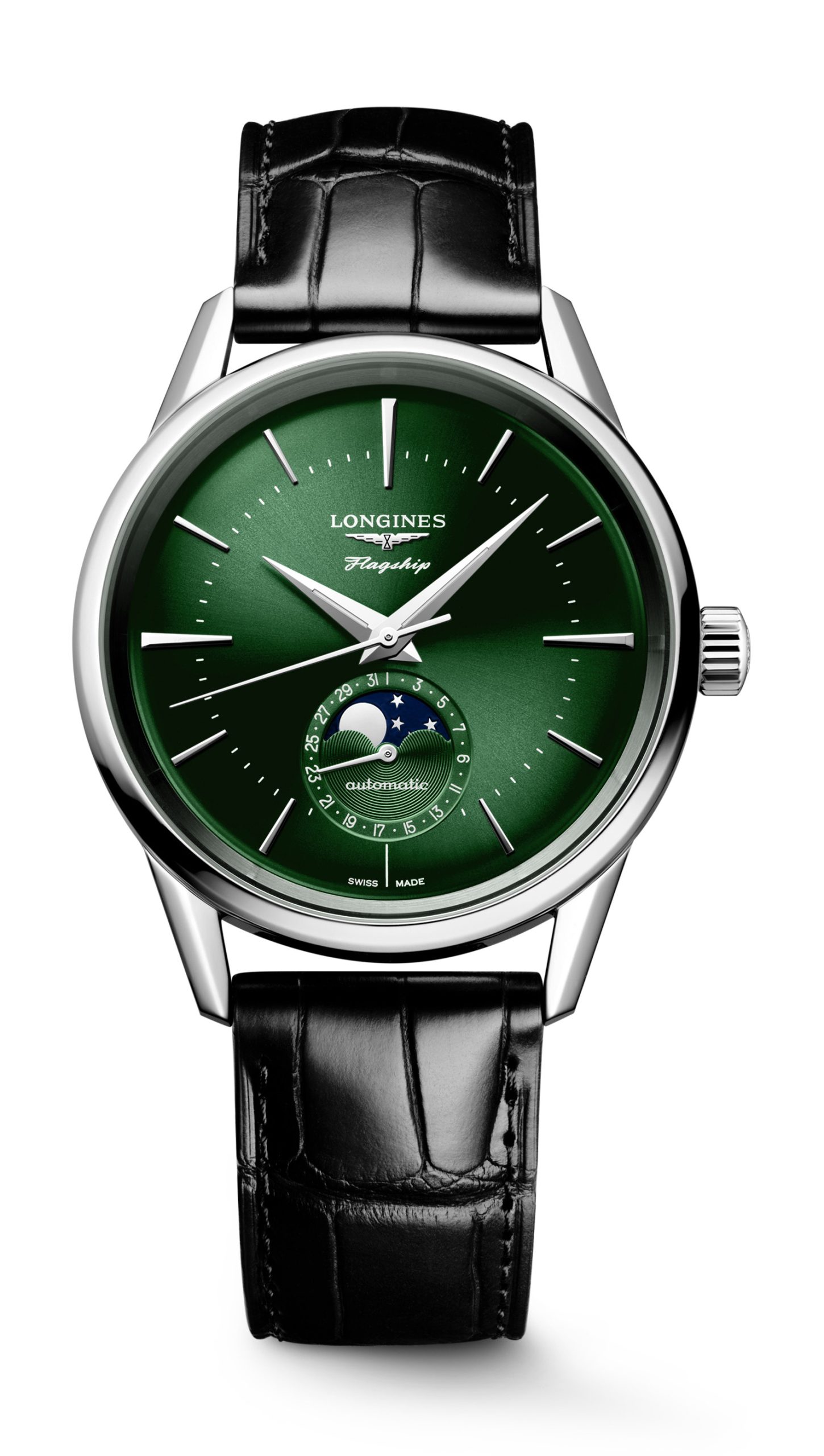 Longines Flagship Heritage Moonphase luxury timepiece - detailed view