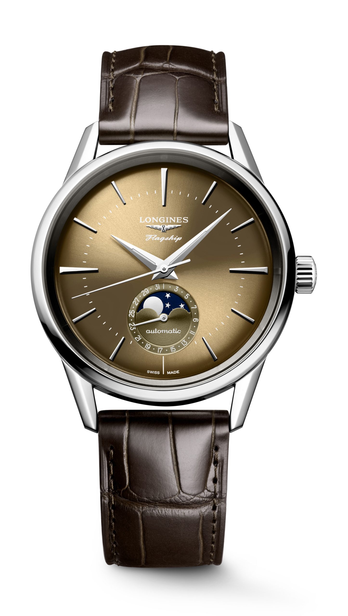 Longines Flagship Heritage Moonphase luxury timepiece - detailed view