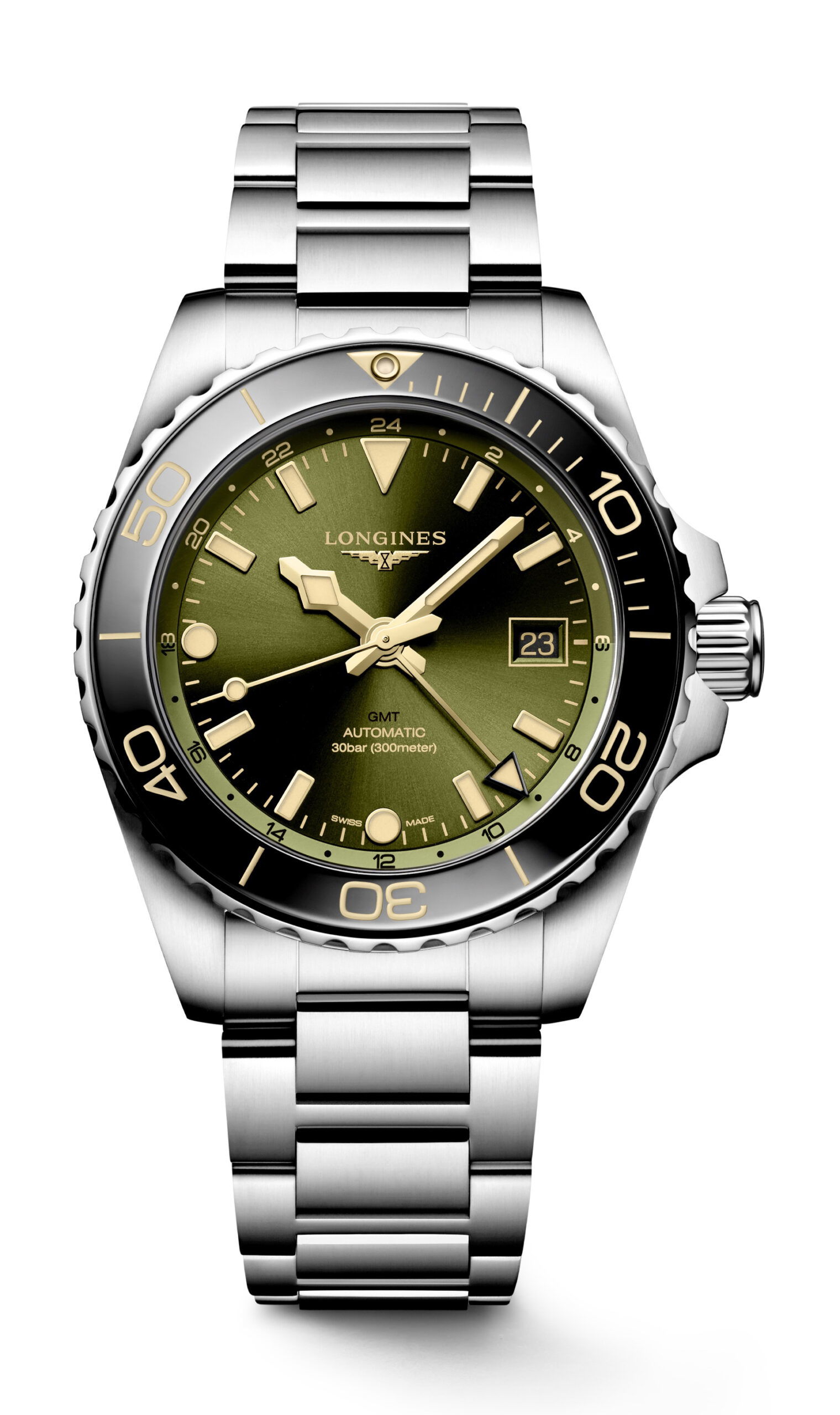 Longines Hydroconquest GMT 41 luxury timepiece - detailed view