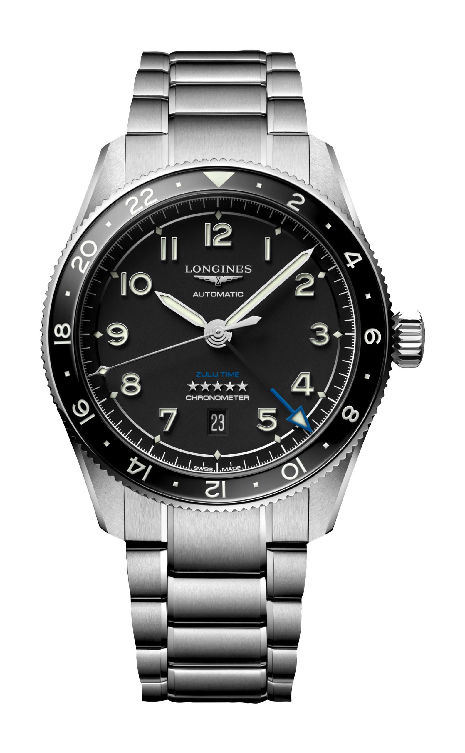 Longines Spirit Zulu Time luxury timepiece - detailed view