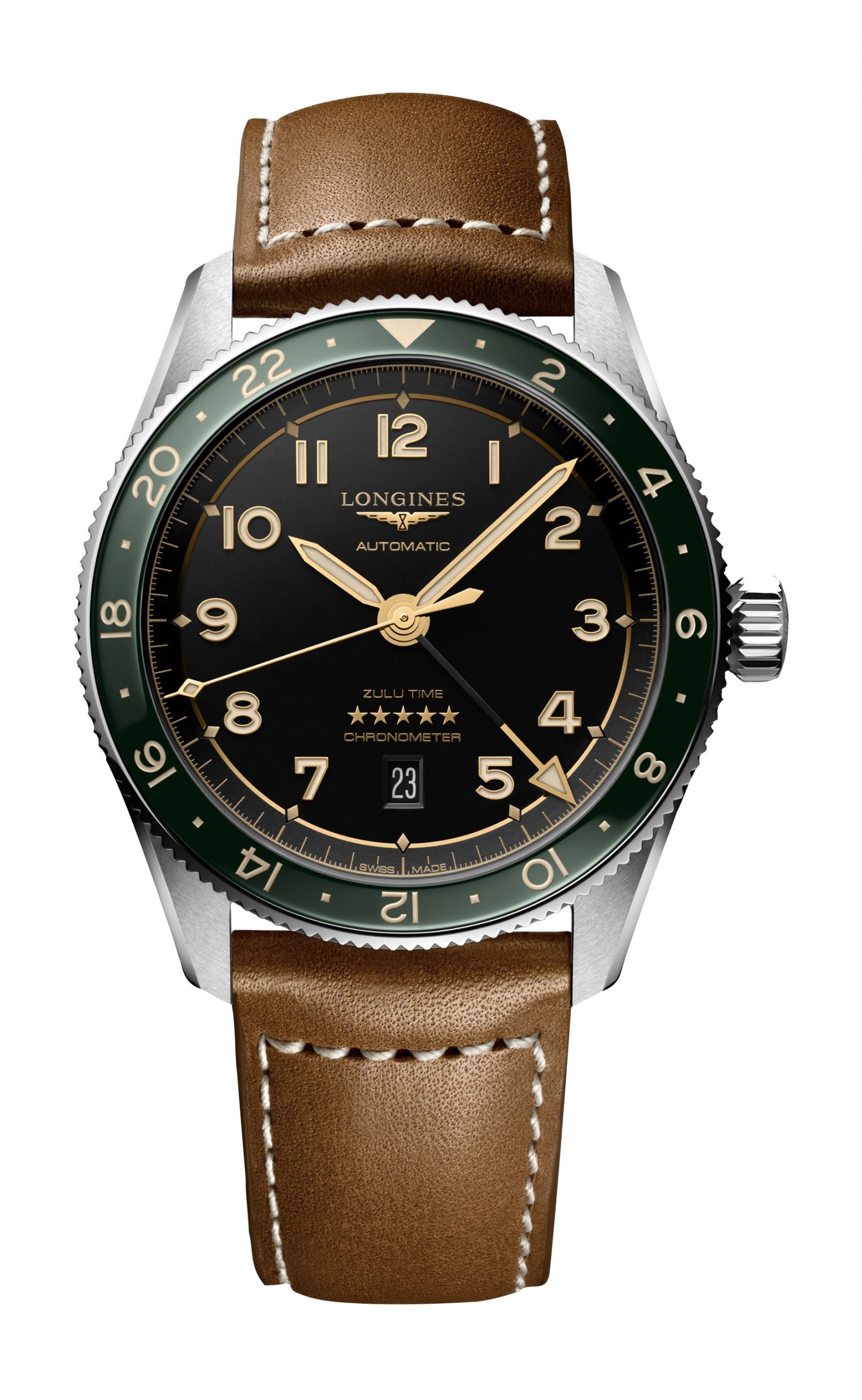 Longines Spirit Zulu Time luxury timepiece - detailed view