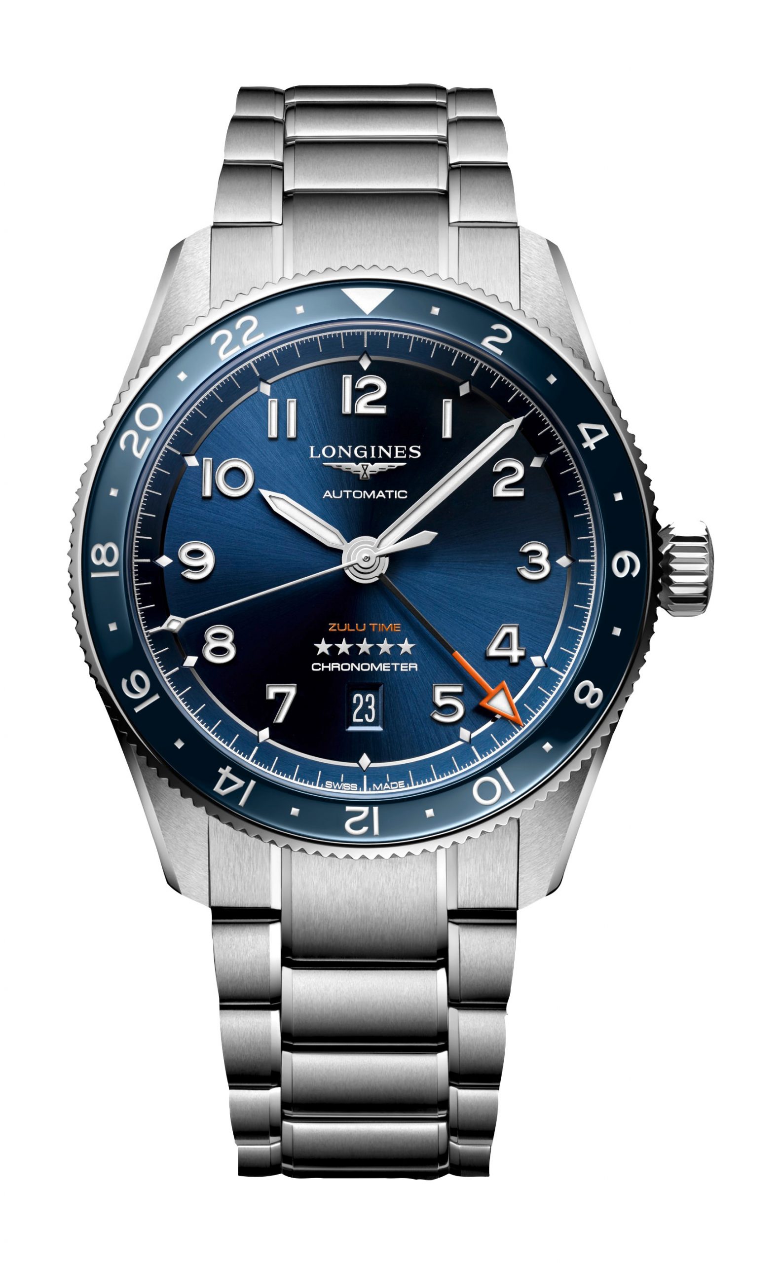 Longines Spirit Zulu Time luxury timepiece - detailed view