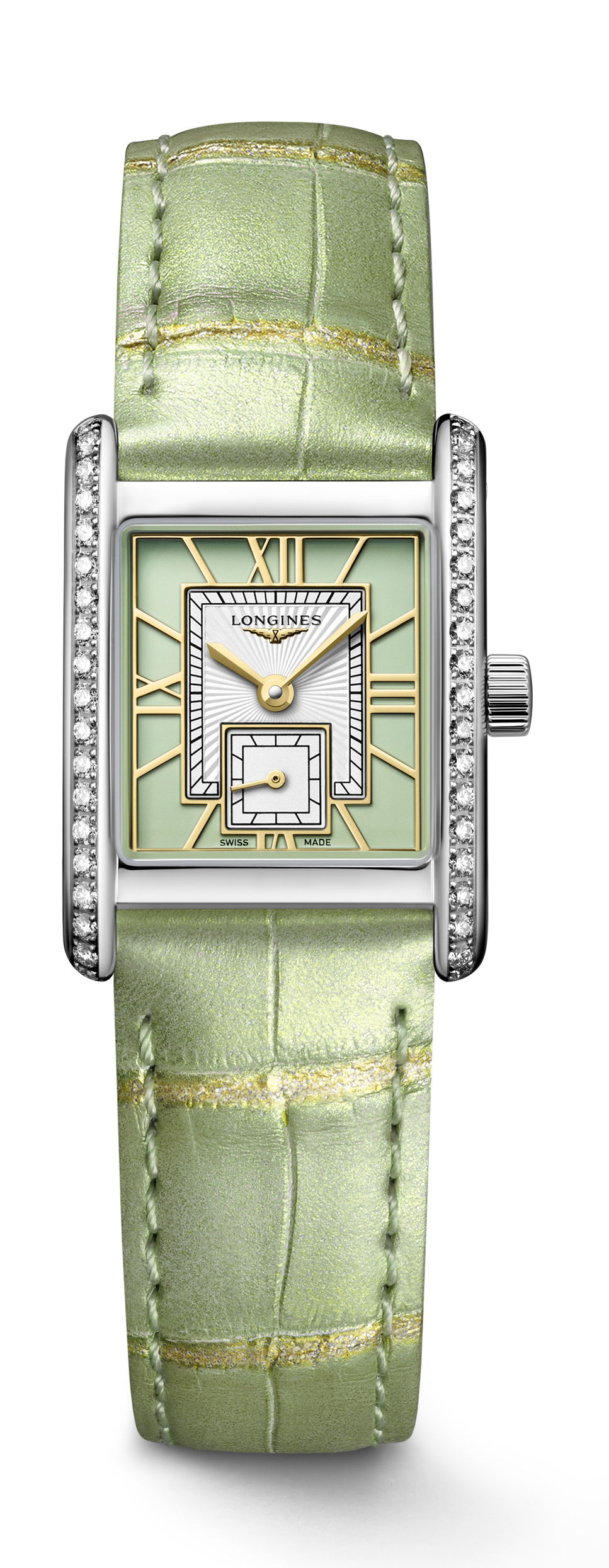 Longines Mini DolceVita Mint Green luxury timepiece - detailed view