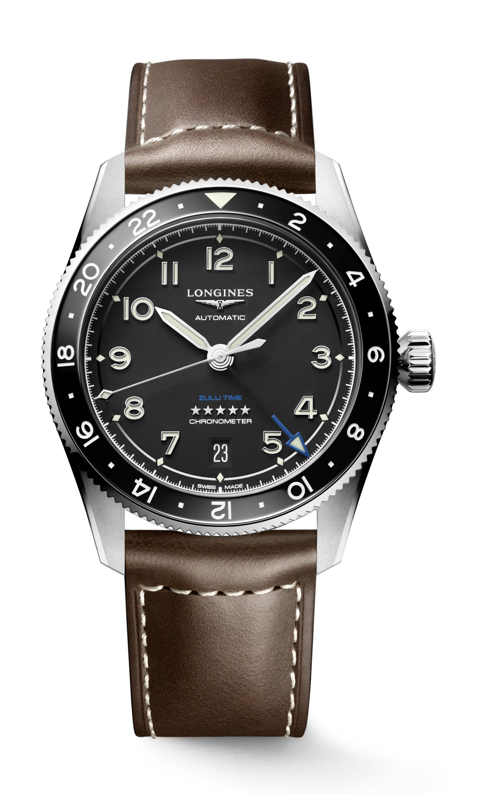 Longines Spirit Zulu Time luxury timepiece - detailed view