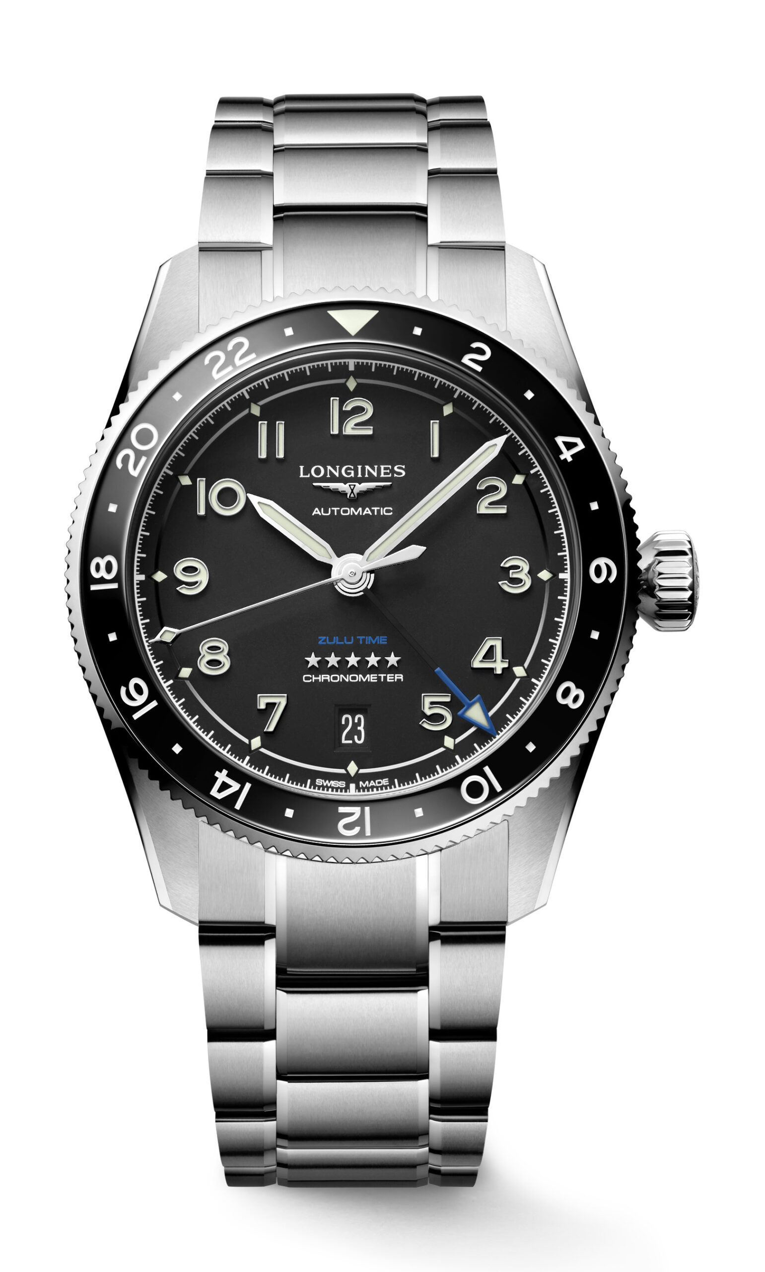 Longines Spirit Zulu Time luxury timepiece - detailed view