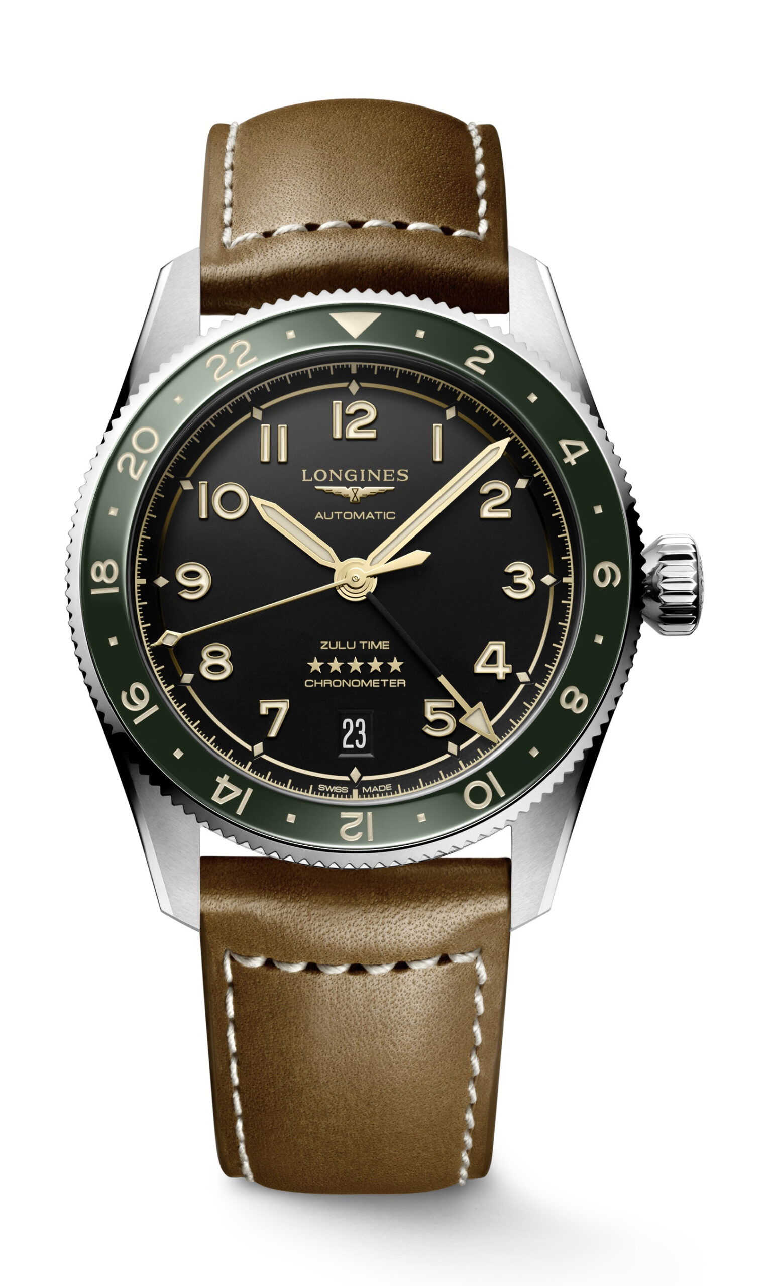 Longines Spirit Zulu Time luxury timepiece - detailed view